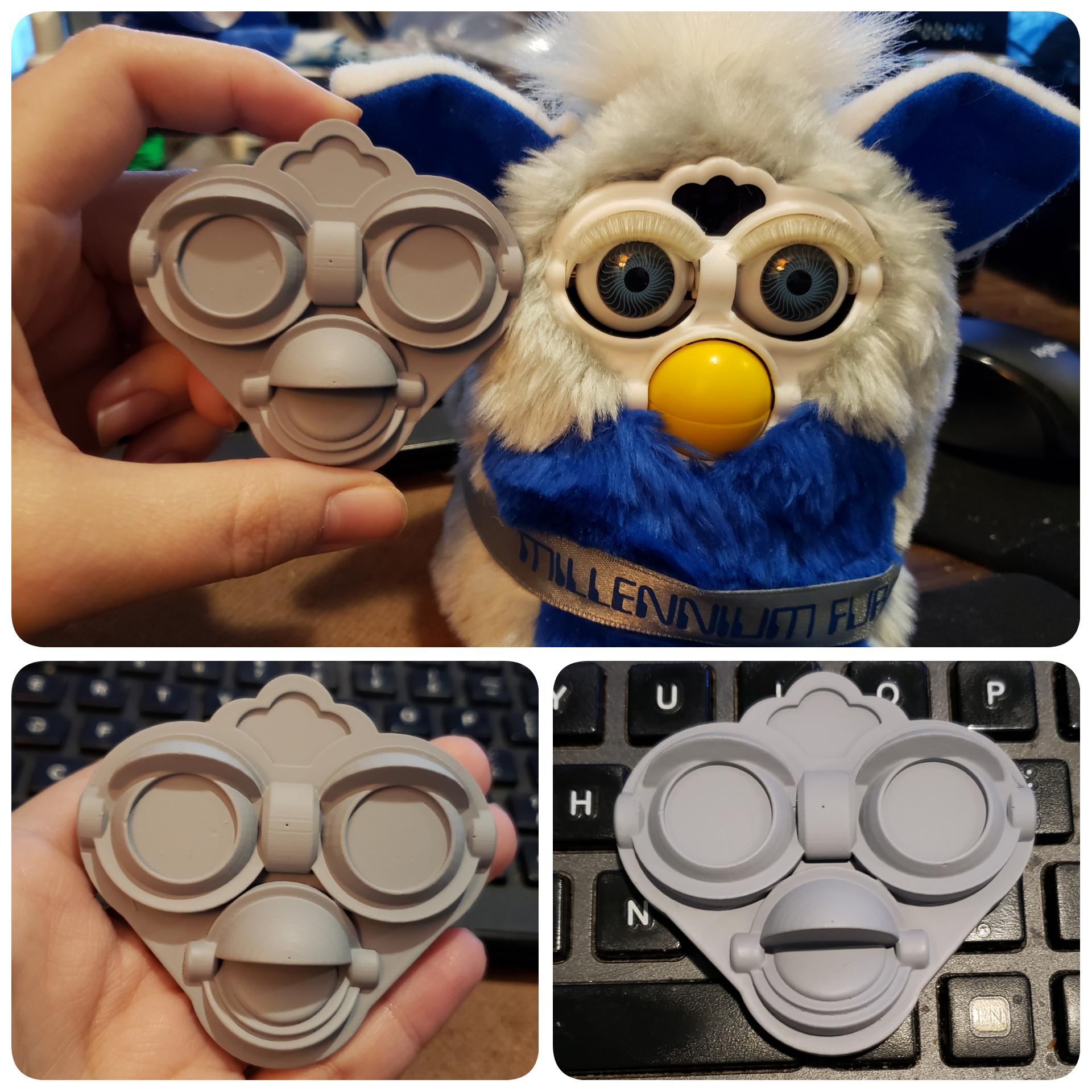 Working on a 3D printable faceplate for my long furby. Made with