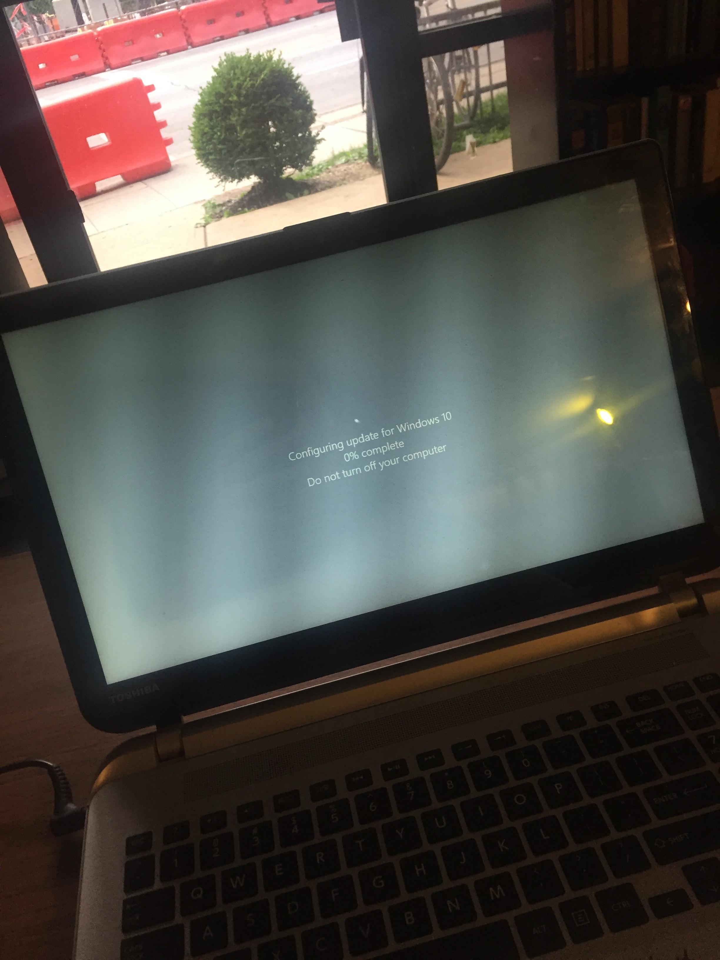 Windows forces update; needs wifi to update; coffee shop I’m at changes