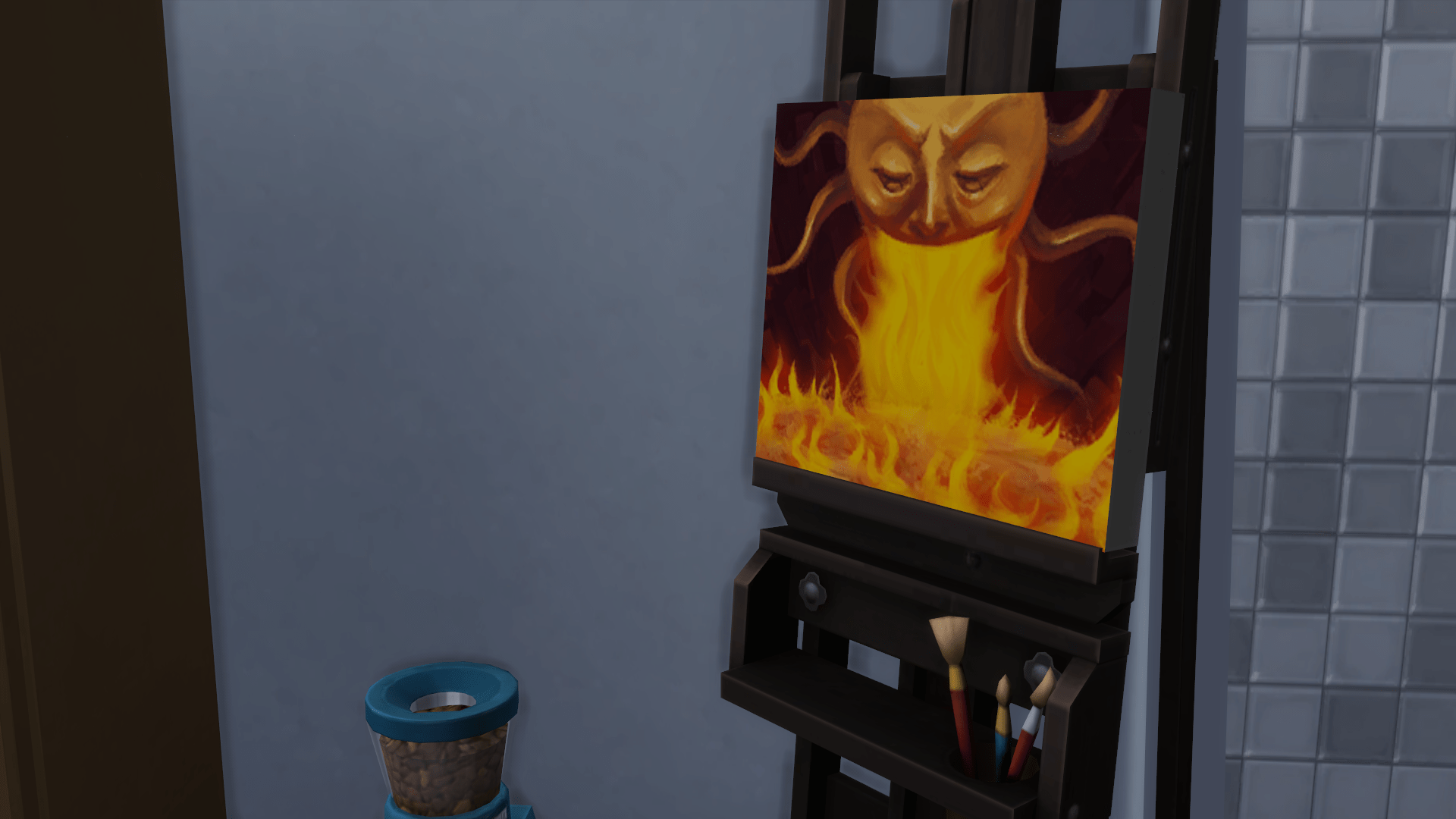 My sim painted an 'angry' painting while feeling very happy. I'm