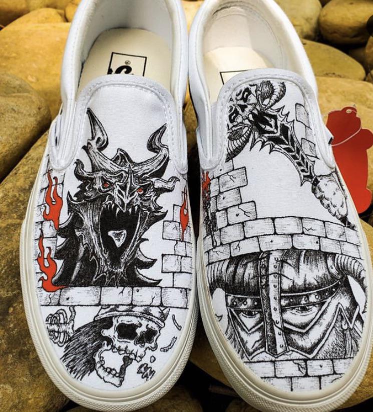 A pair of custom Dragonborn shoes done by my friend! r/skyrim