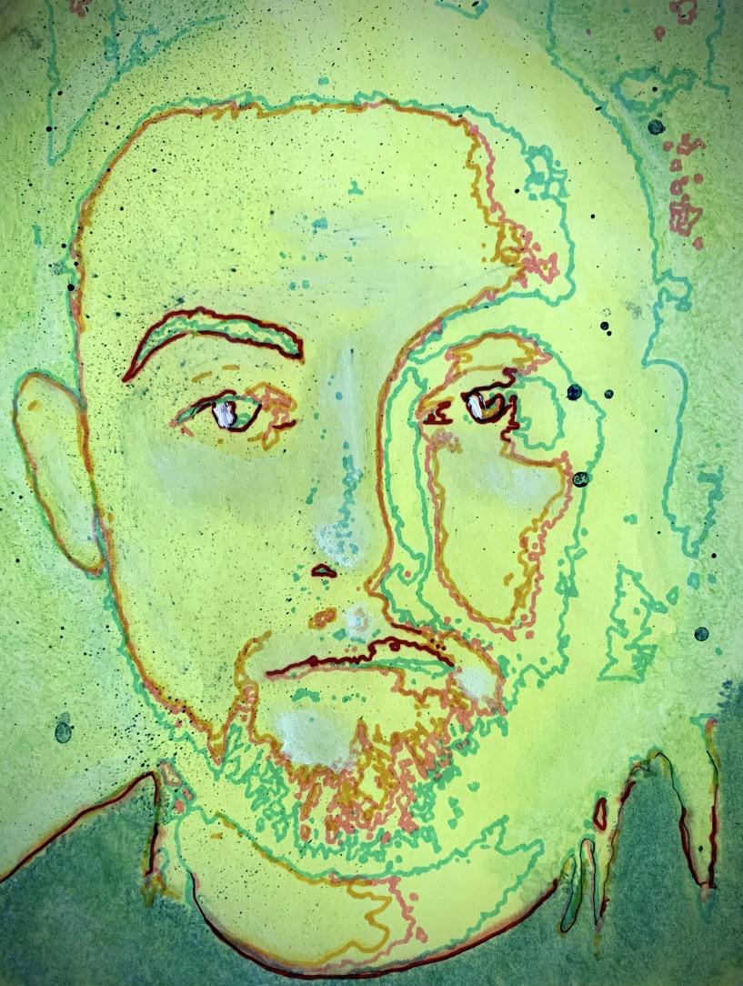Contour painting of Mac Miller I just made! I used some colors from the