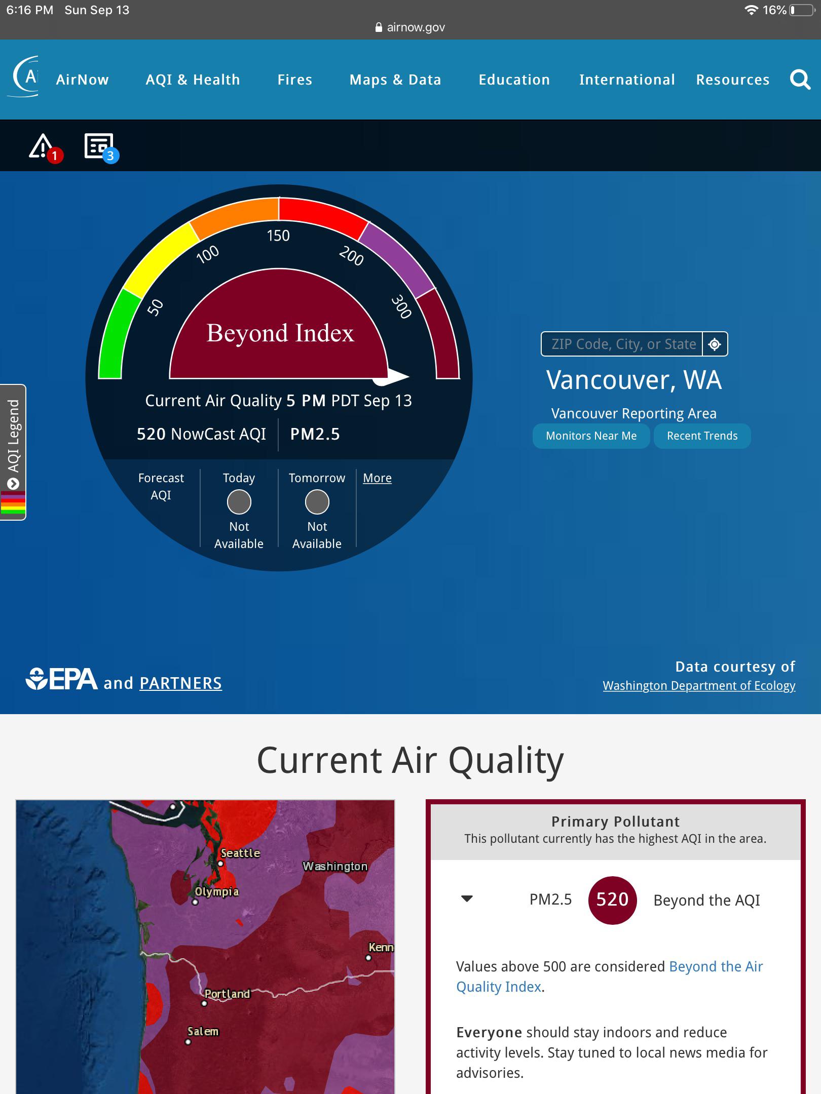 Air quality in Vancouver right now.... r/vancouverwa