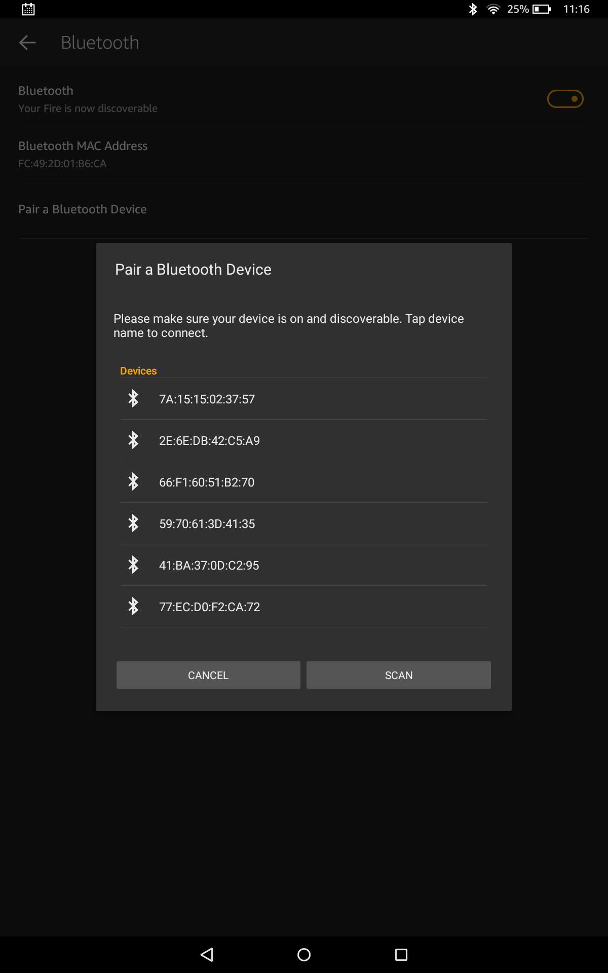 Bluetooth Pairing shows device addresses, not names r/kindlefire