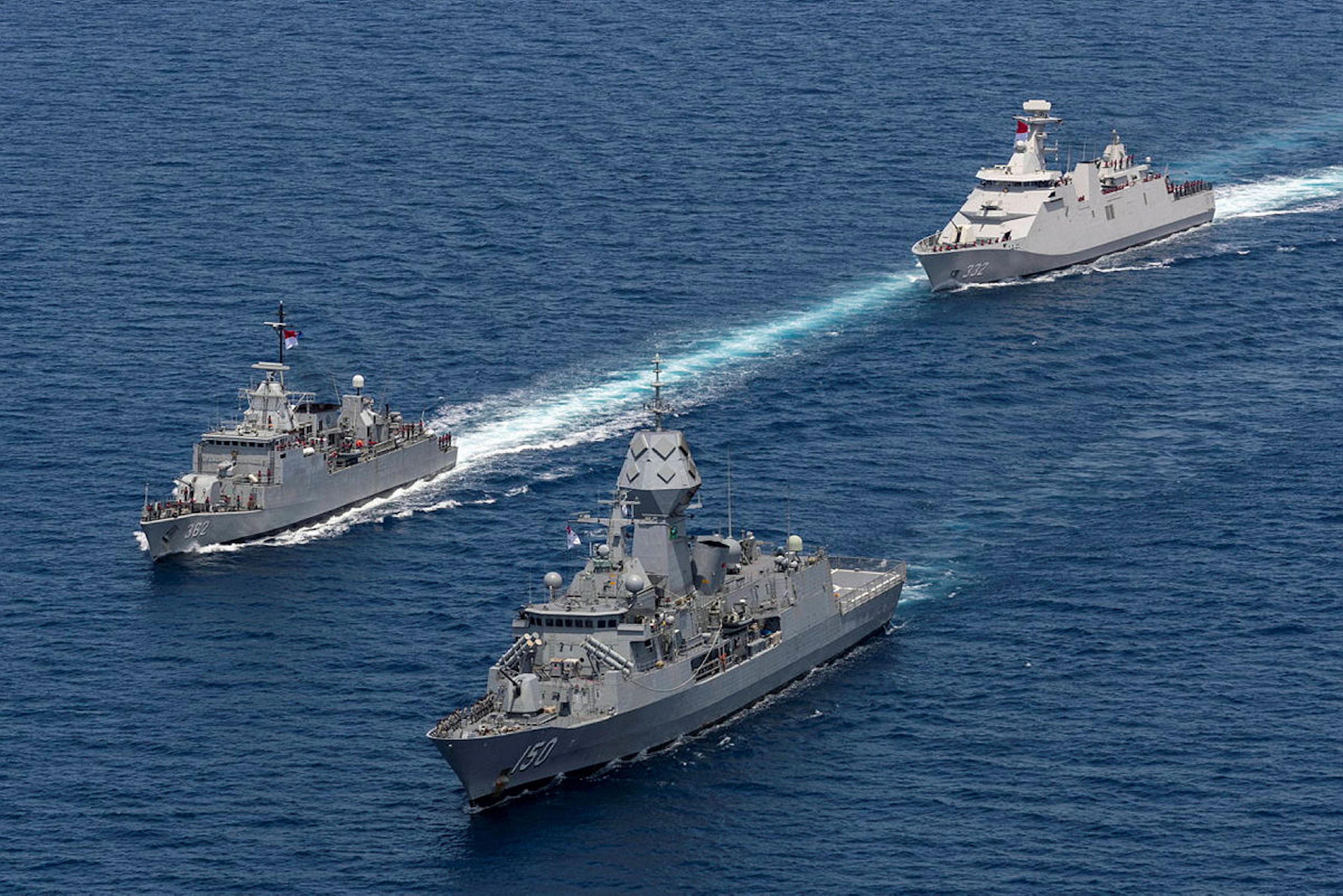 HMAS Anzac trained with two Indonesian Navy ships recently during a