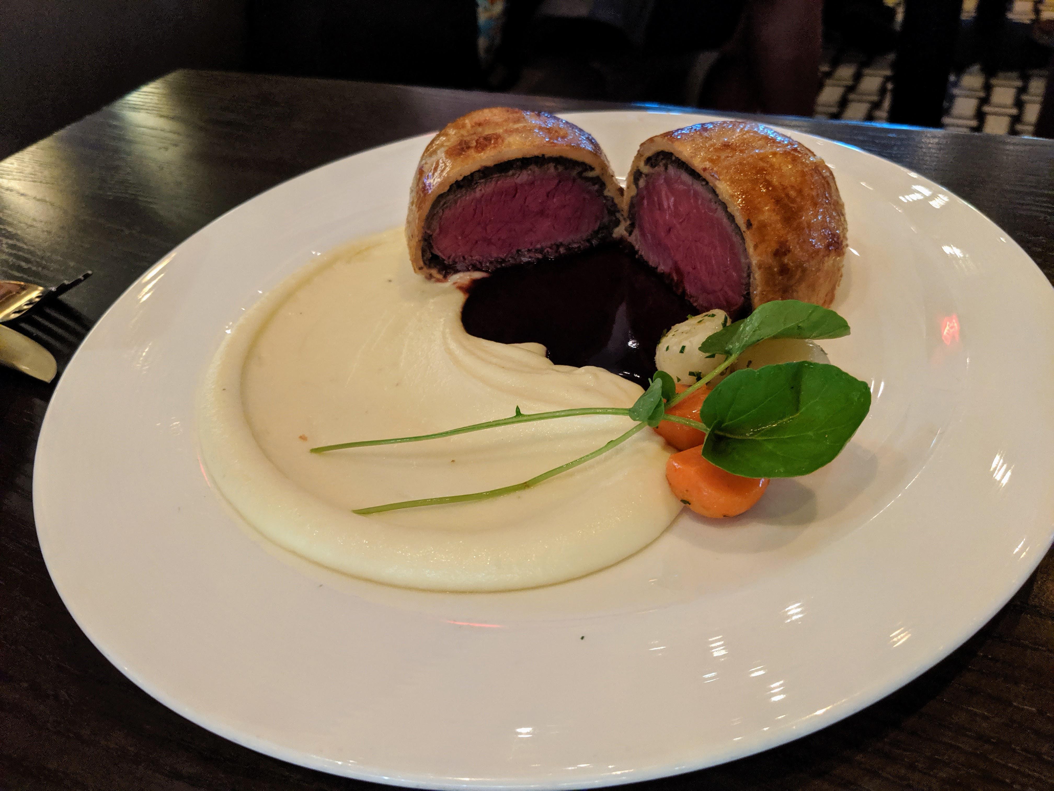 Hell's Kitchen Beef wellington and especially the mash lived up to the