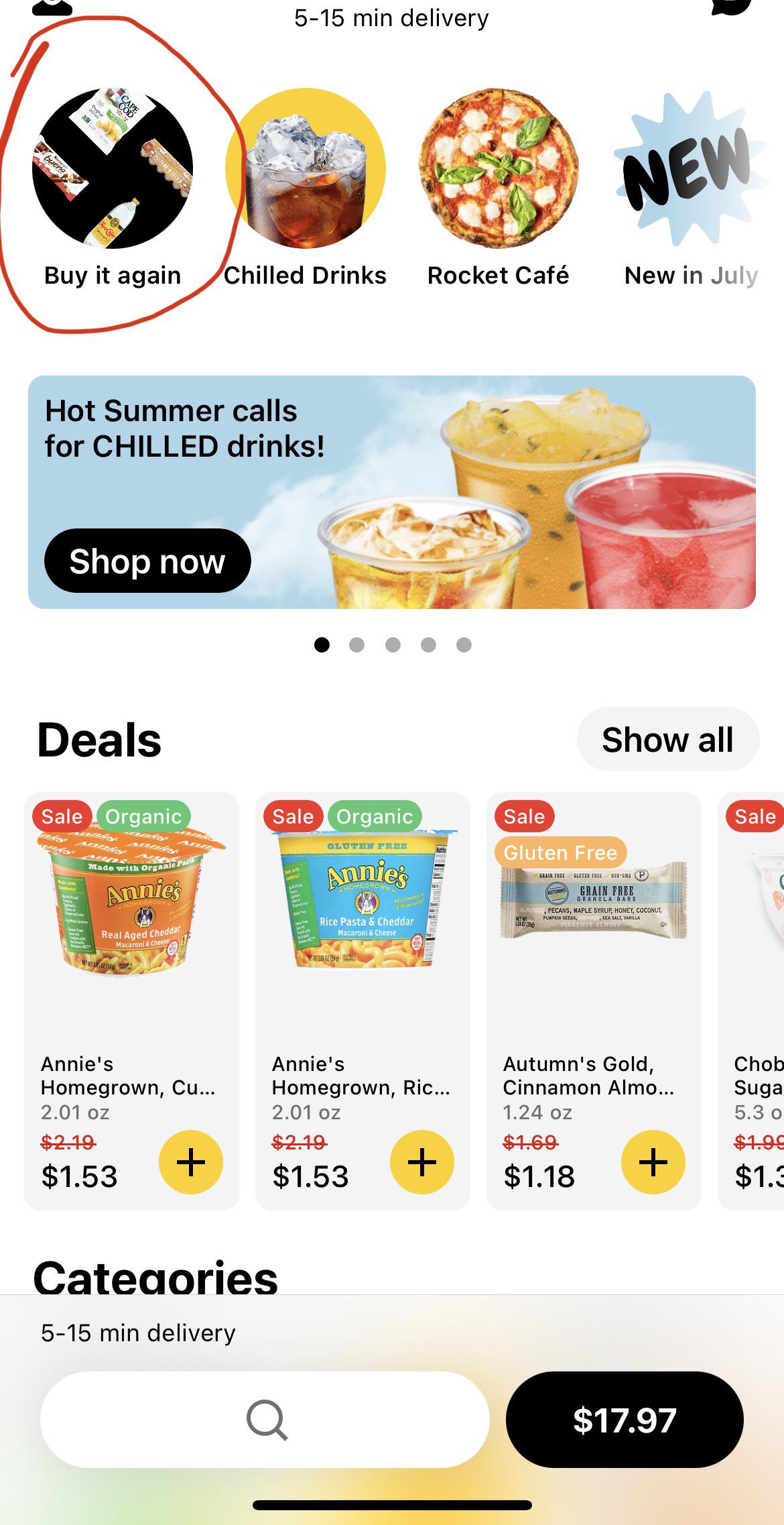 Food Rocket’s “buy it again button accidentalswastika