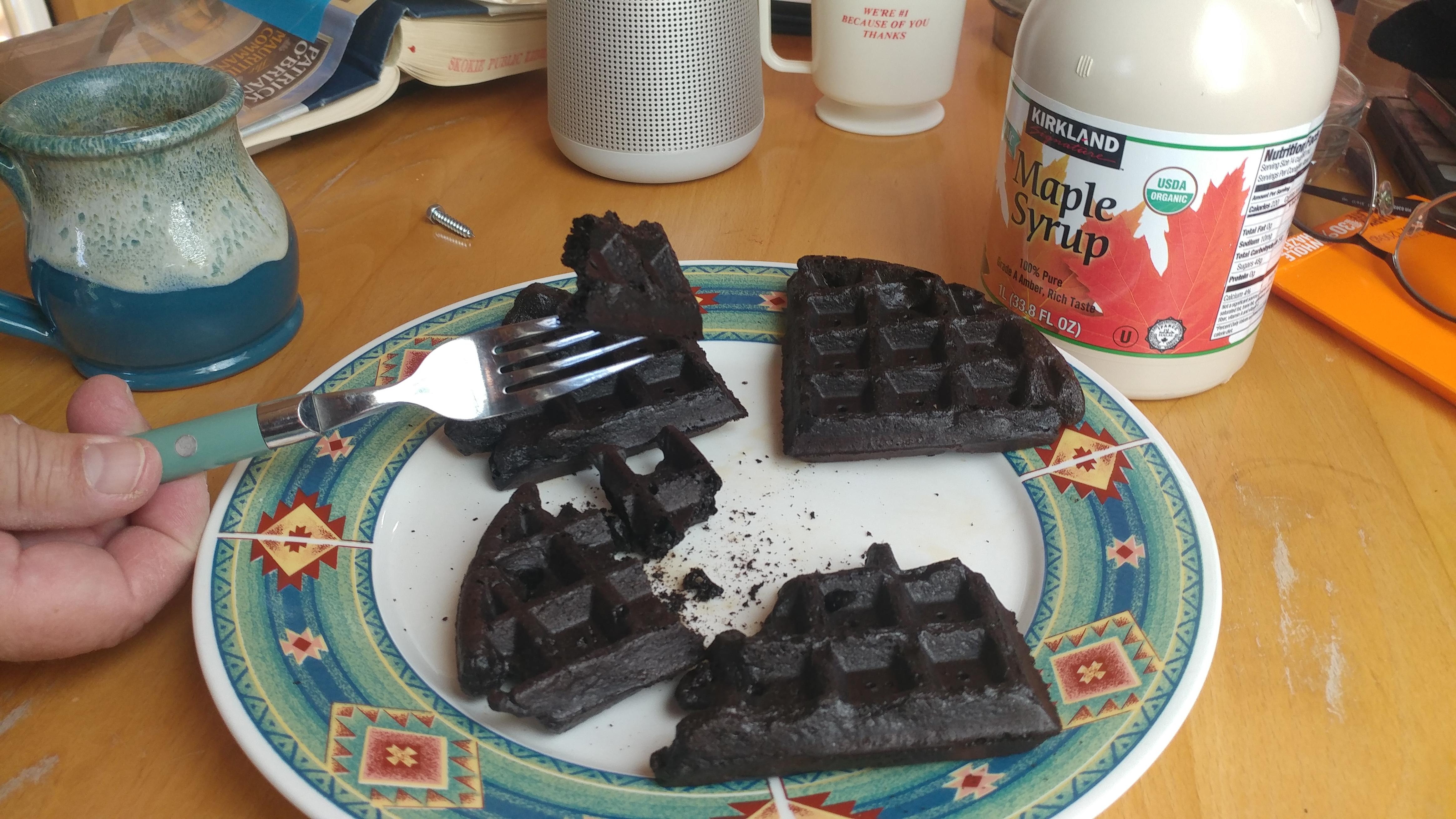 This waffle was burnt to a crisp. r/mildlyinteresting