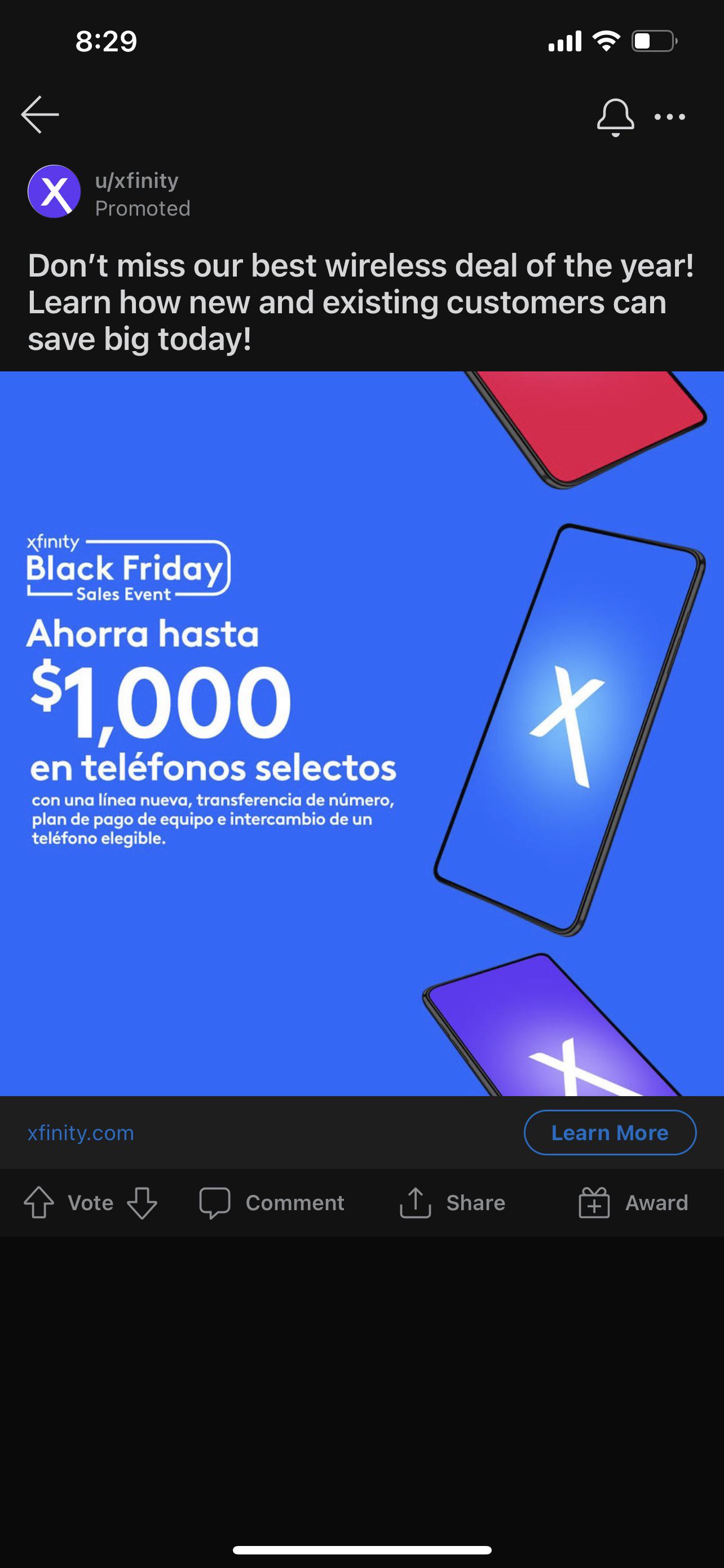 Why is this Xfinity ad in Spanish???