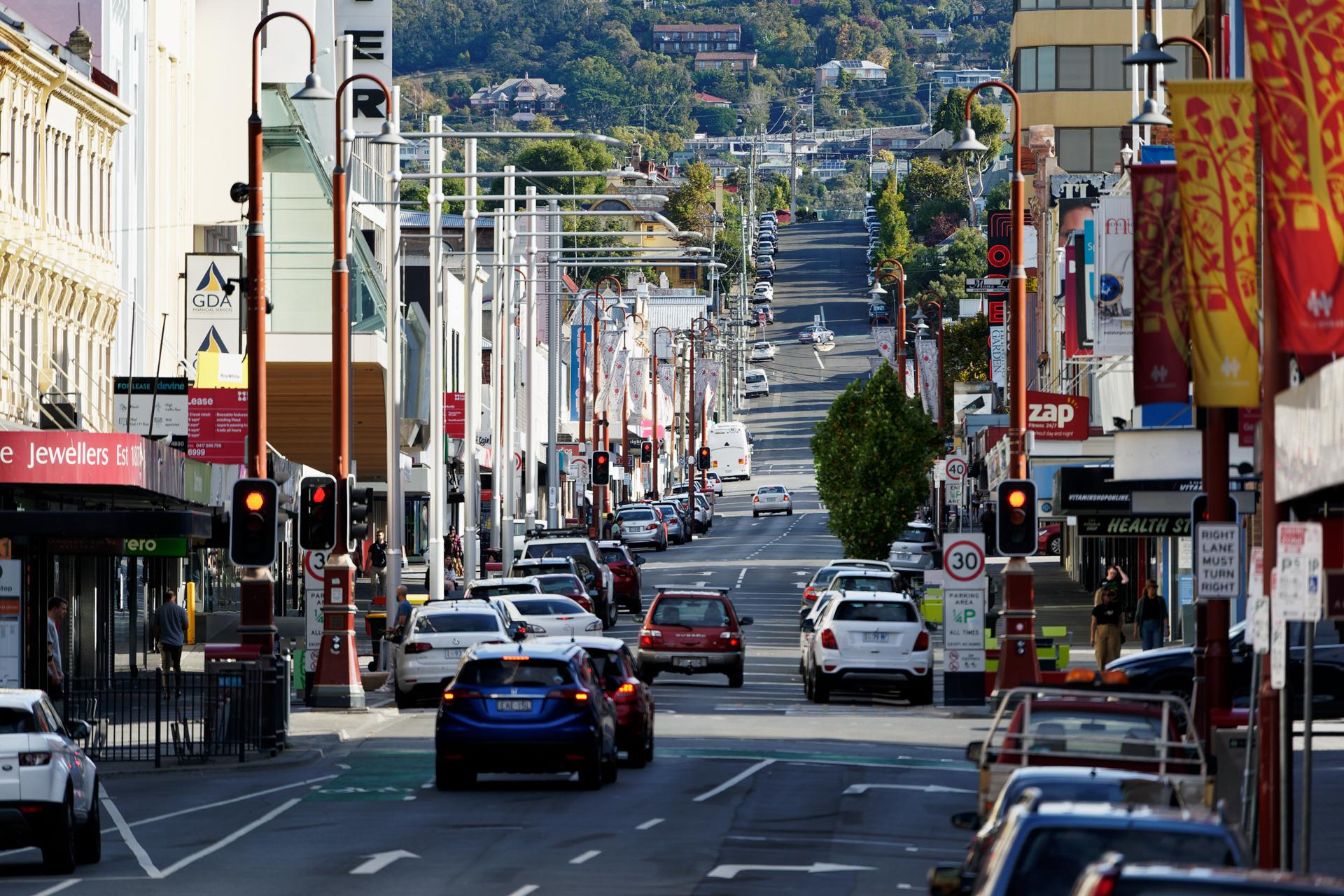Main street Hobart. Also 30C today which is obviously nothing special