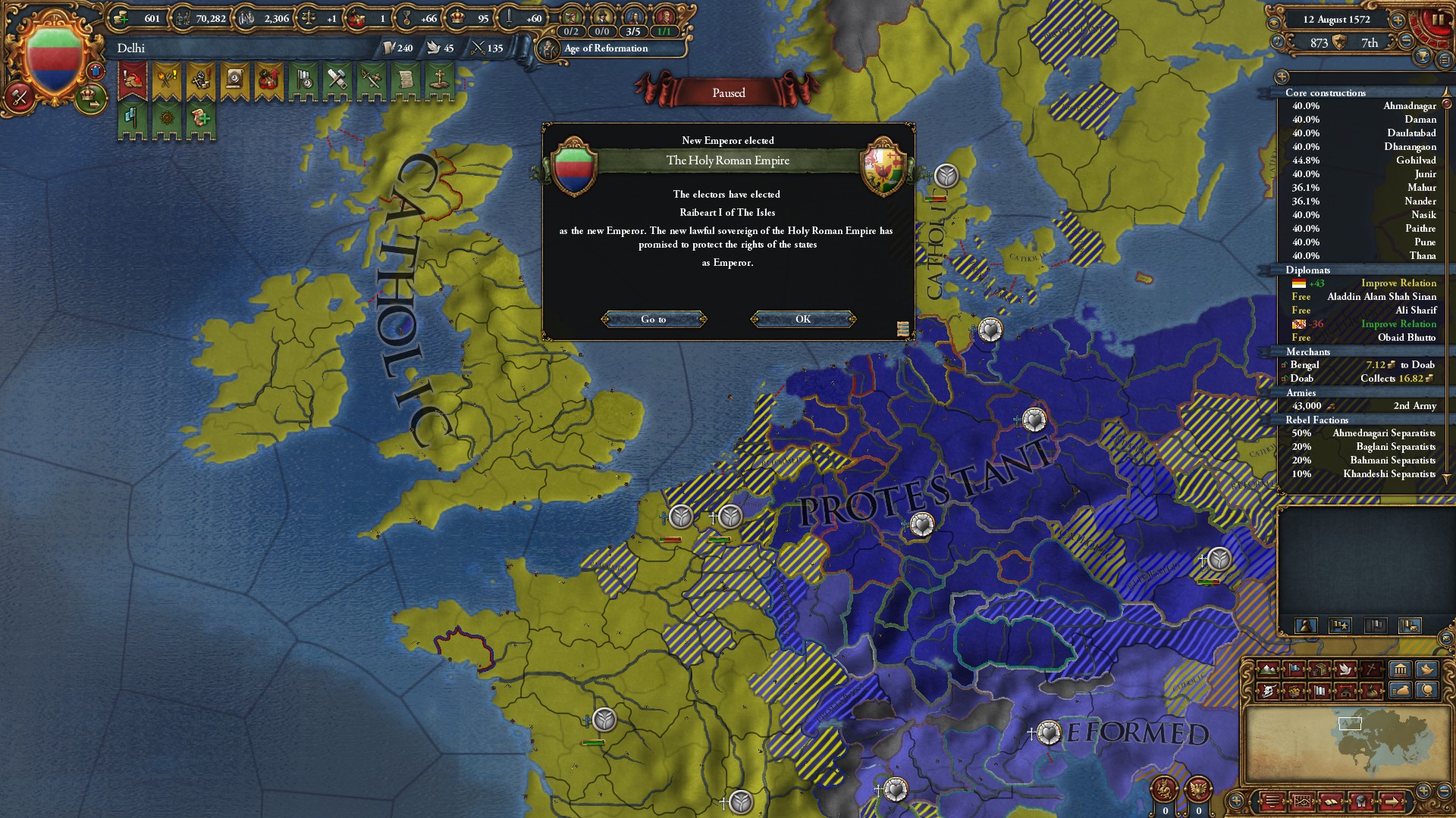 EU4 The Ottomans were 2600 ducats in debt. I'm the Mughals and crazy