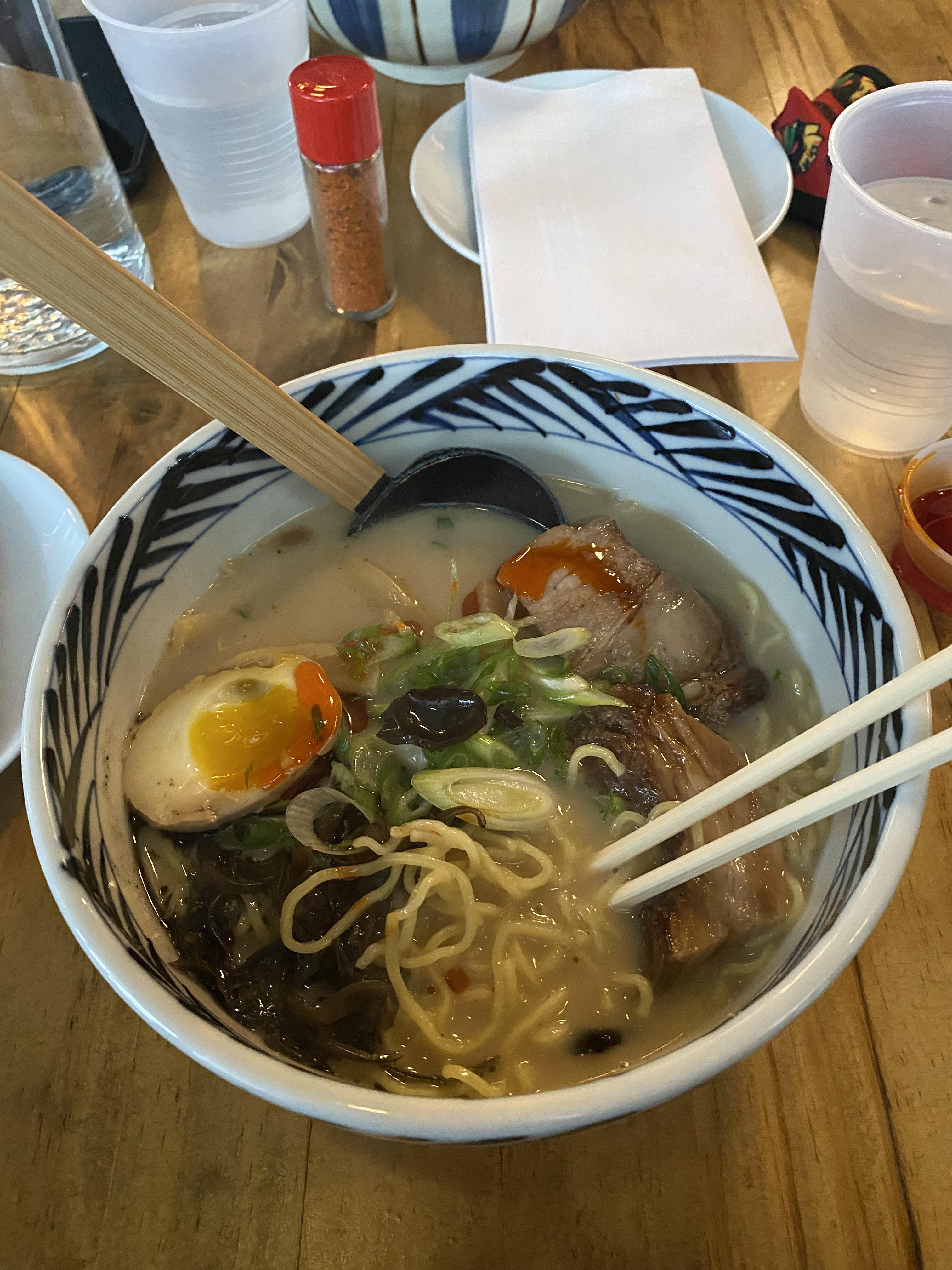 Tonkotsu ramen w/ chili oil from Ramen Wasabi in Chicago. It was