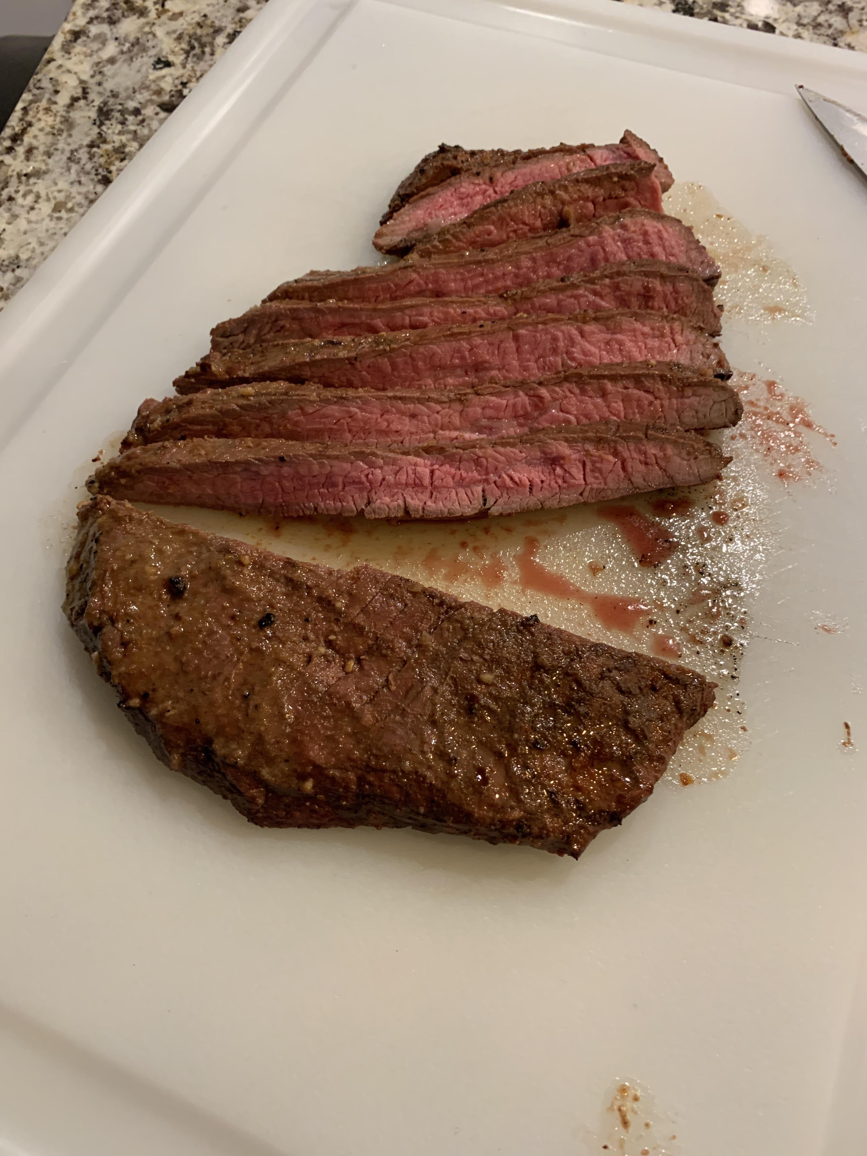 Flank steak with homemade dry rub & garlic butter r/steak