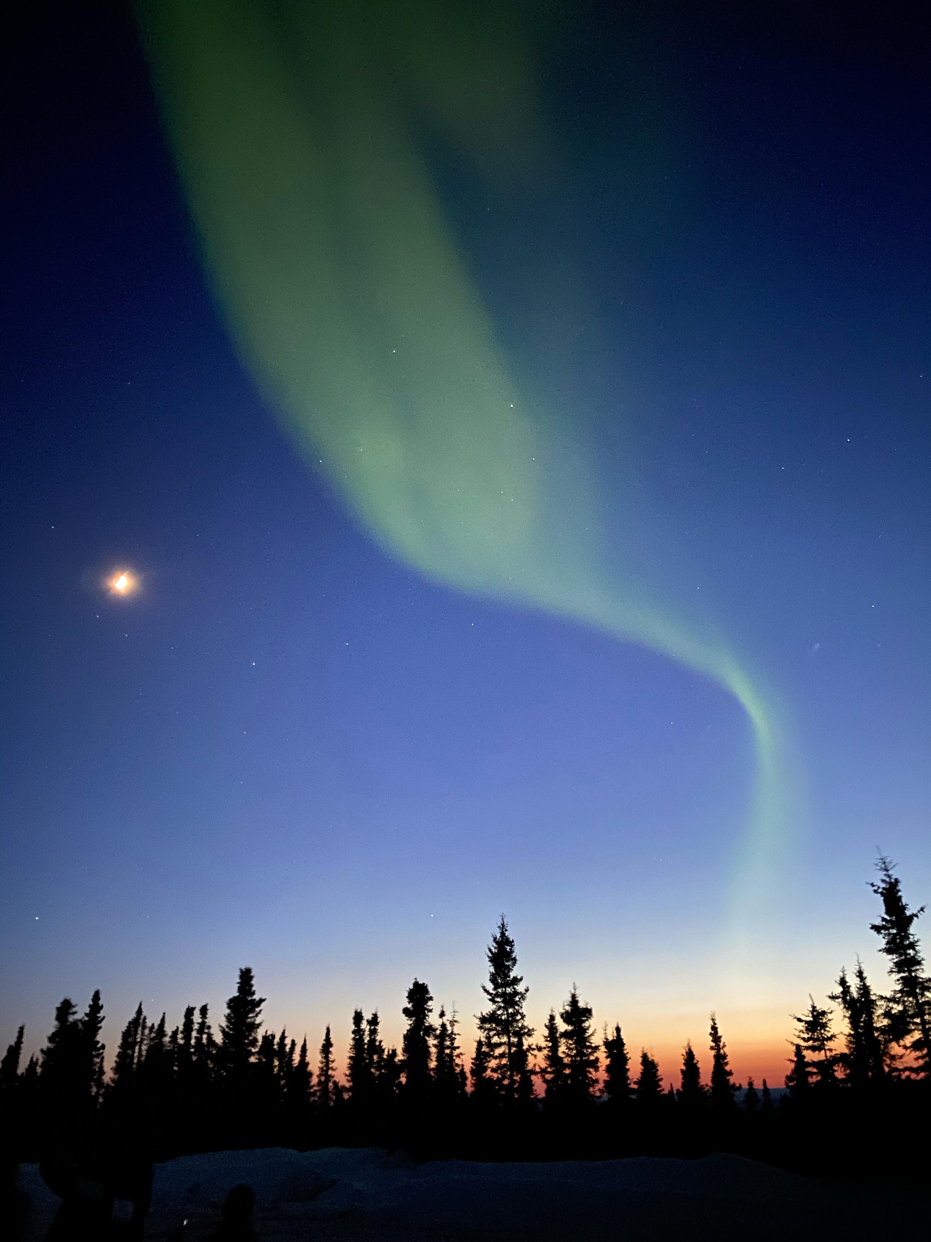Witnessed a beautiful sunset with Northern lights, Fairbanks, Alaska