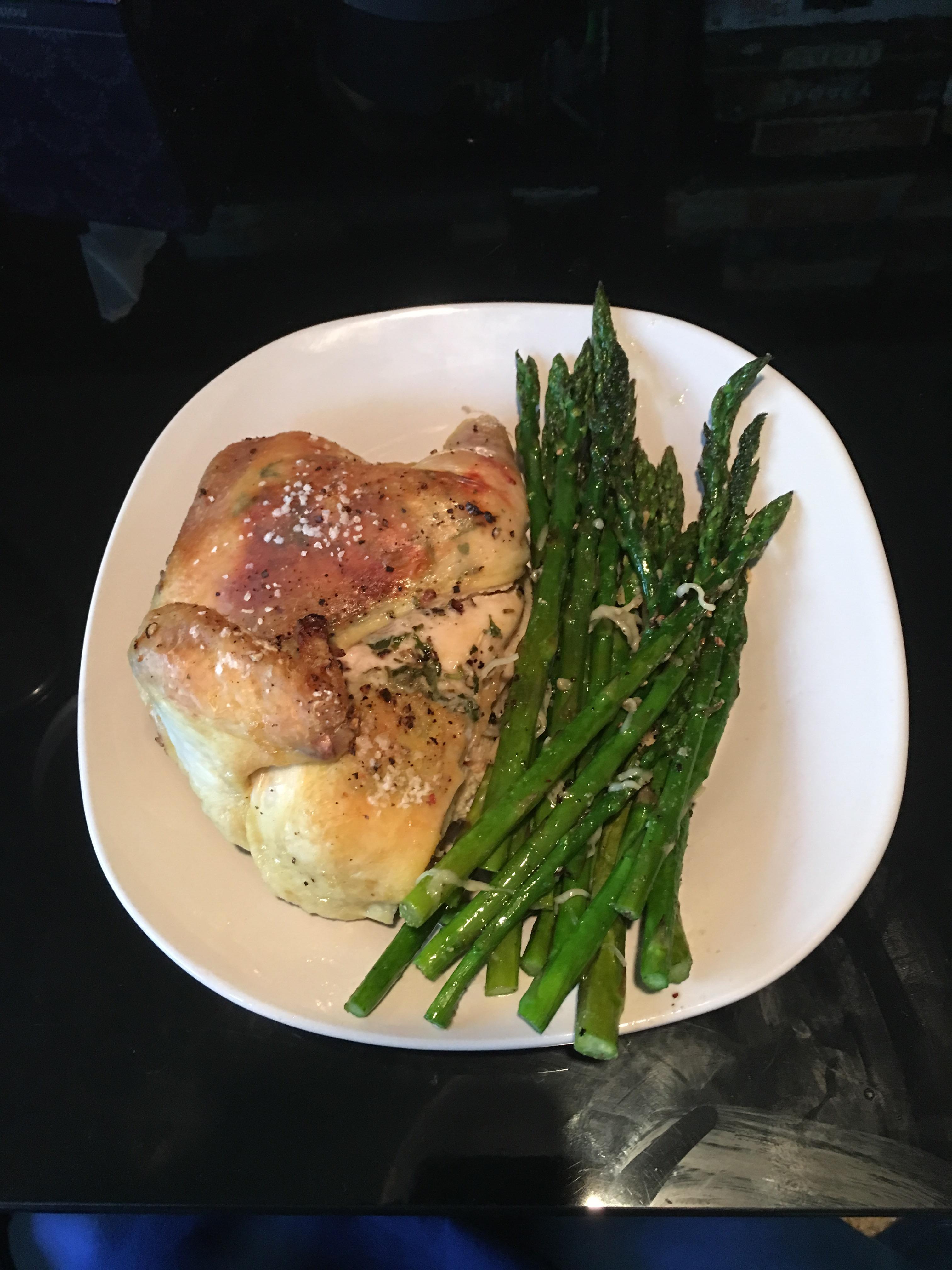 Spatchcocked half cornish hen and ovenroasted asparagus r/Keto_Food