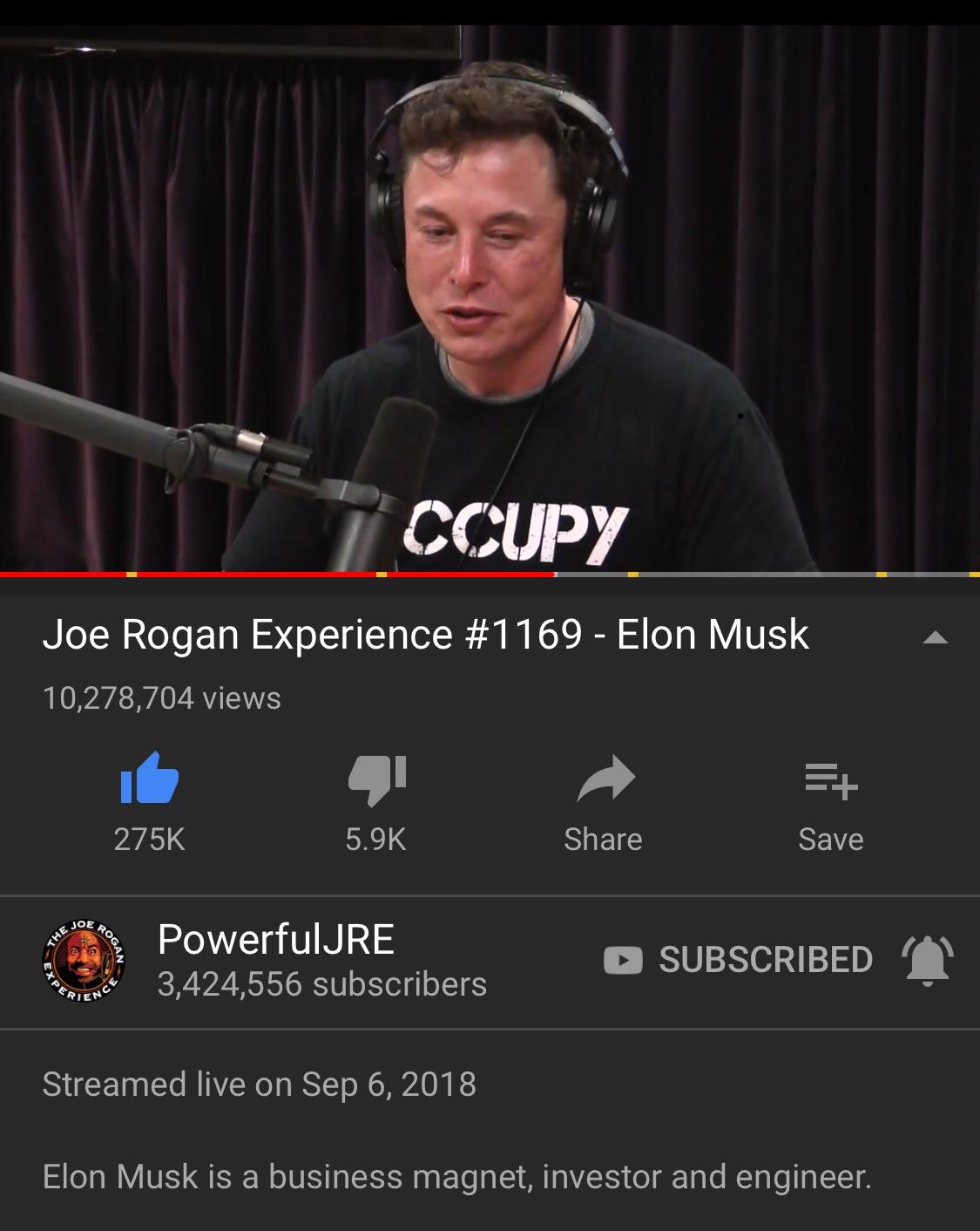 Elon Musk episode the first JRE to hit 10,000,000 views! JoeRogan