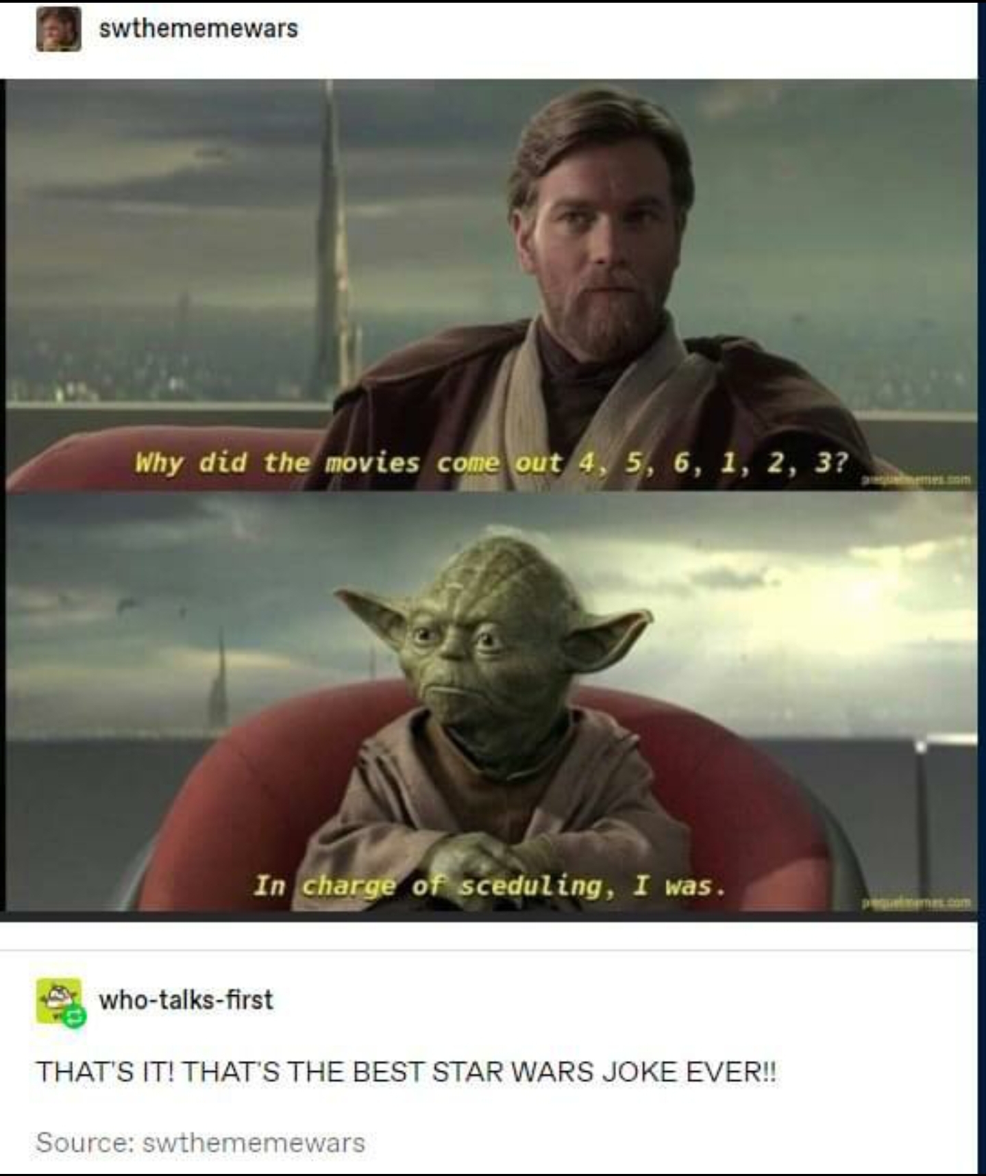 The single best star wars joke. r/PrequelMemes