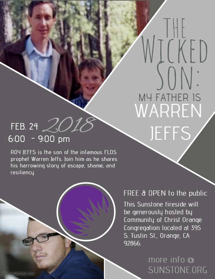 Come meet Roy Jeffs, son of Warren Jeffs. If you're in California, join