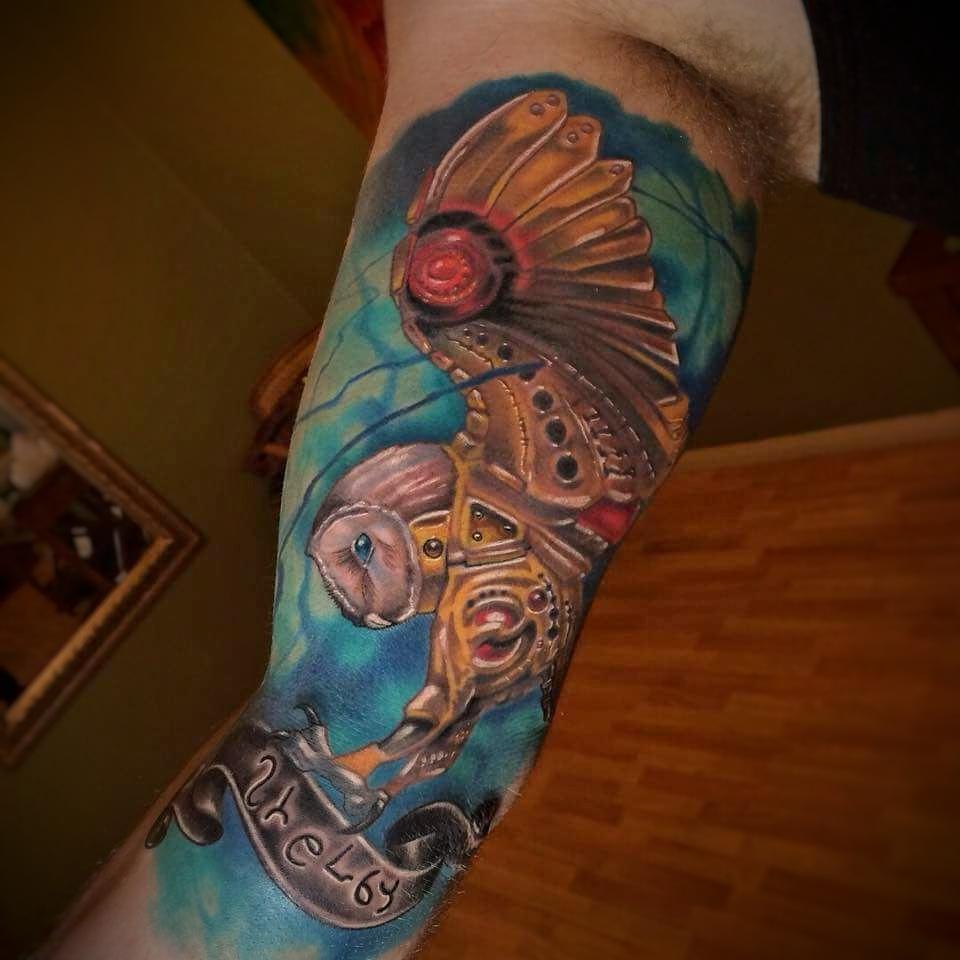 Biomechanical Owl w/my 5 year old daughters signature in the banner