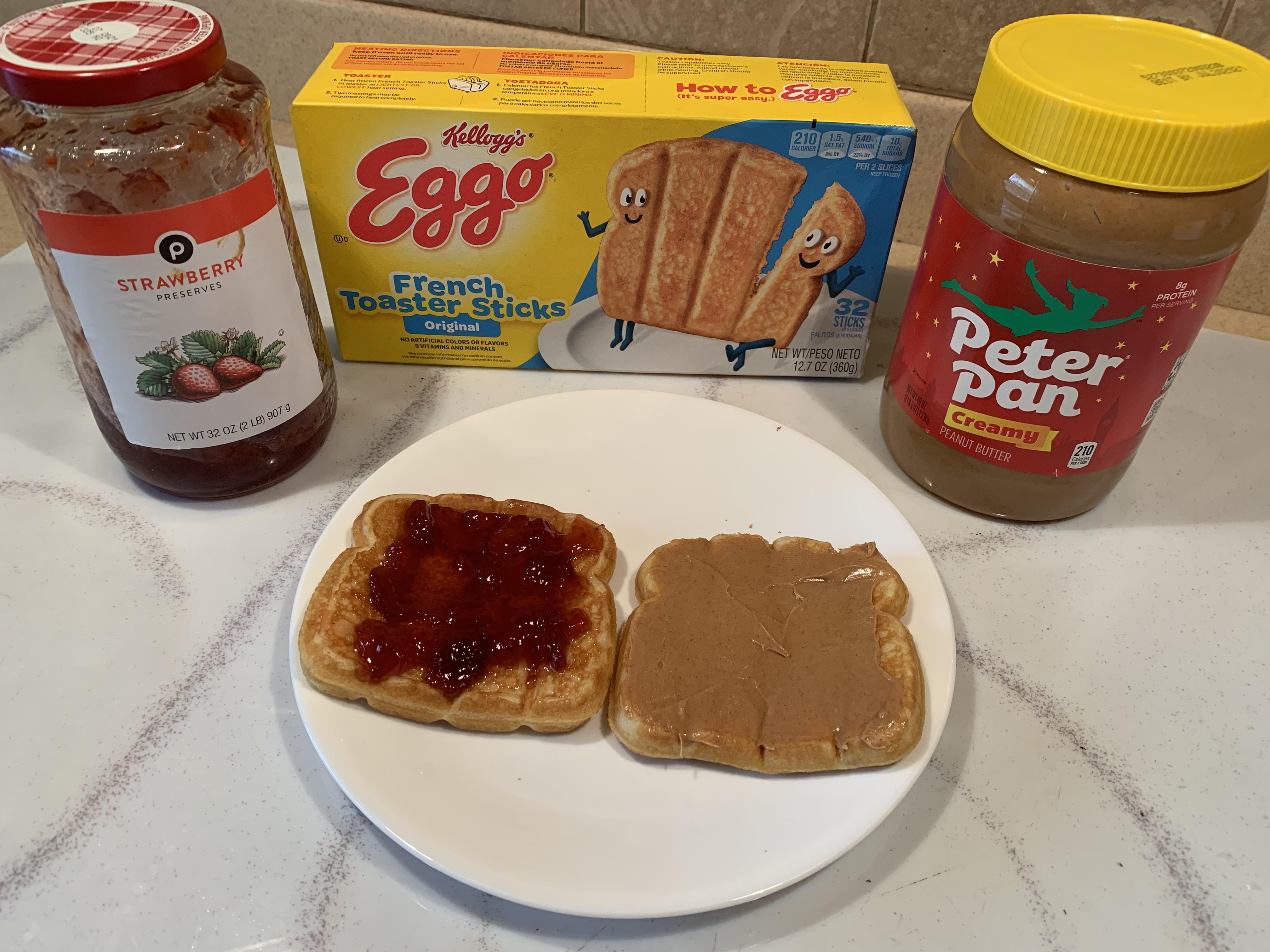 I don’t have any bread, but I do have Eggo French Toaster Sticks for my