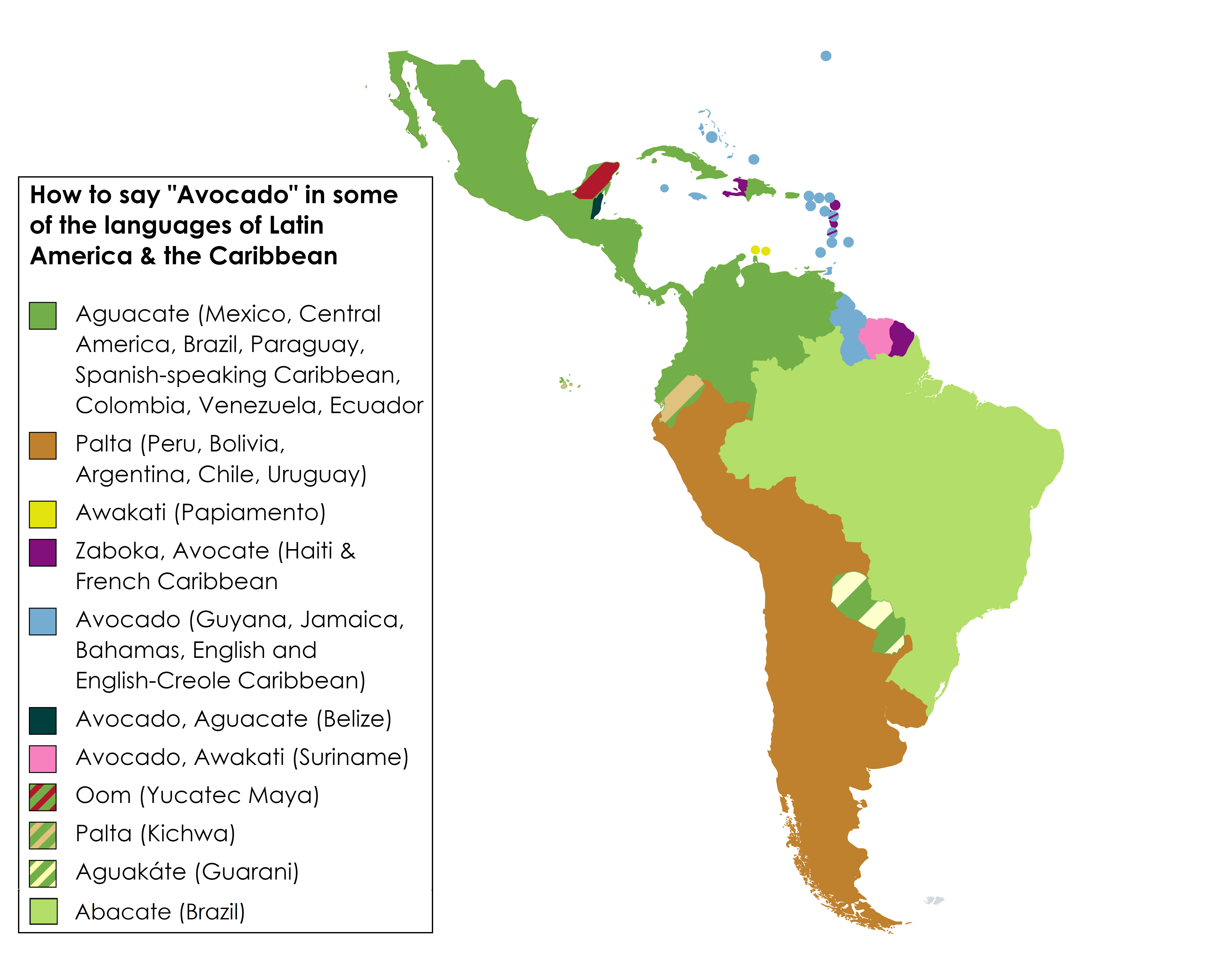 How to say "Avocado" in some of the languages of Latin America & the
