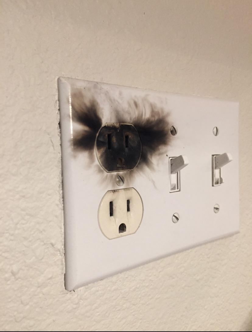 So my outlet blew up, fried the circuit. r/Wellthatsucks