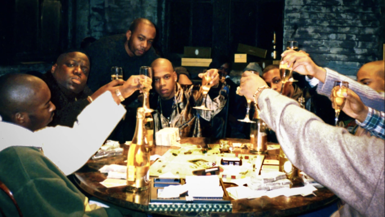 JayZ, AZ, and the Notorious B.I.G. playing Monopoly with real cash r