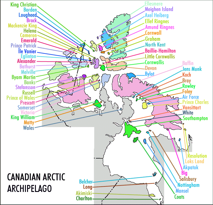 The islands in the Canadian Arctic Archipelago r/MapPorn