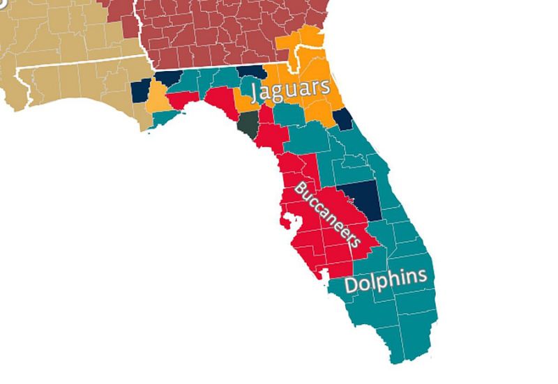 most popular NFL team by county in Florida r/MapPorn