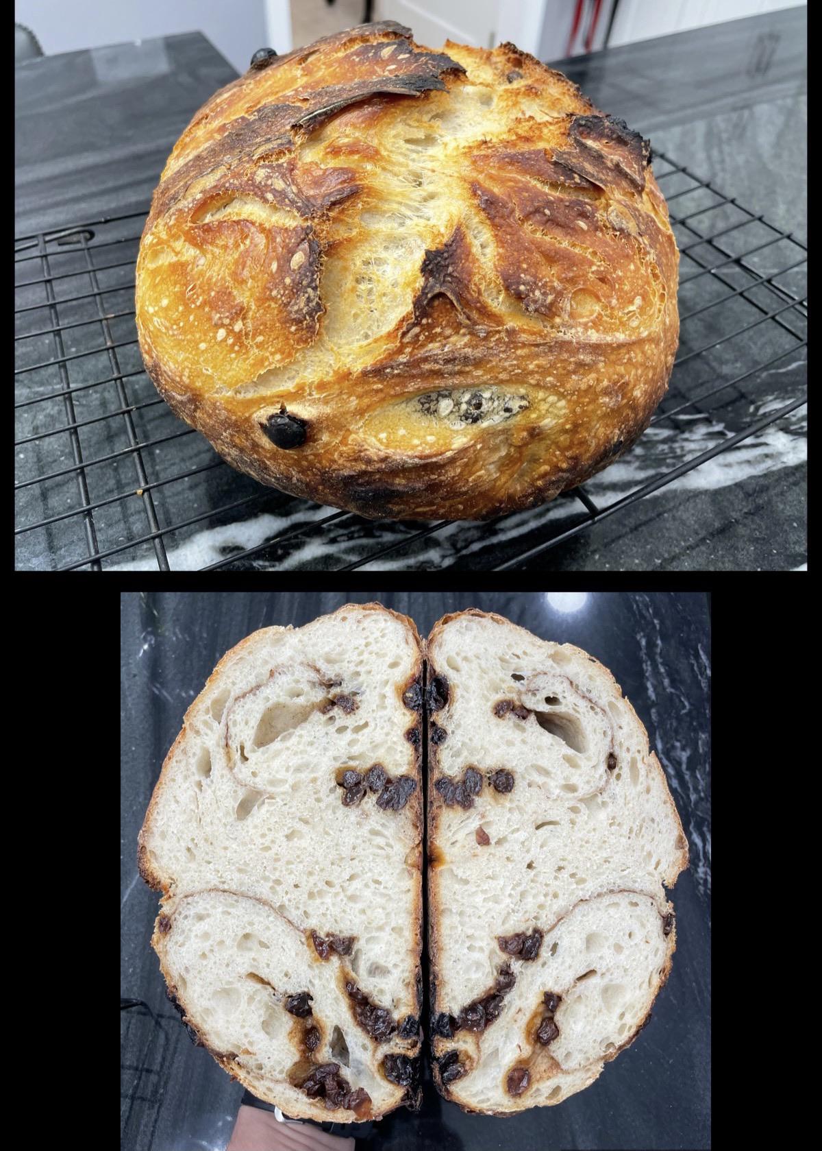 I knew this loaf was gonna turn out good. Cinnamon raisin brown sugar sourdough with just a hint