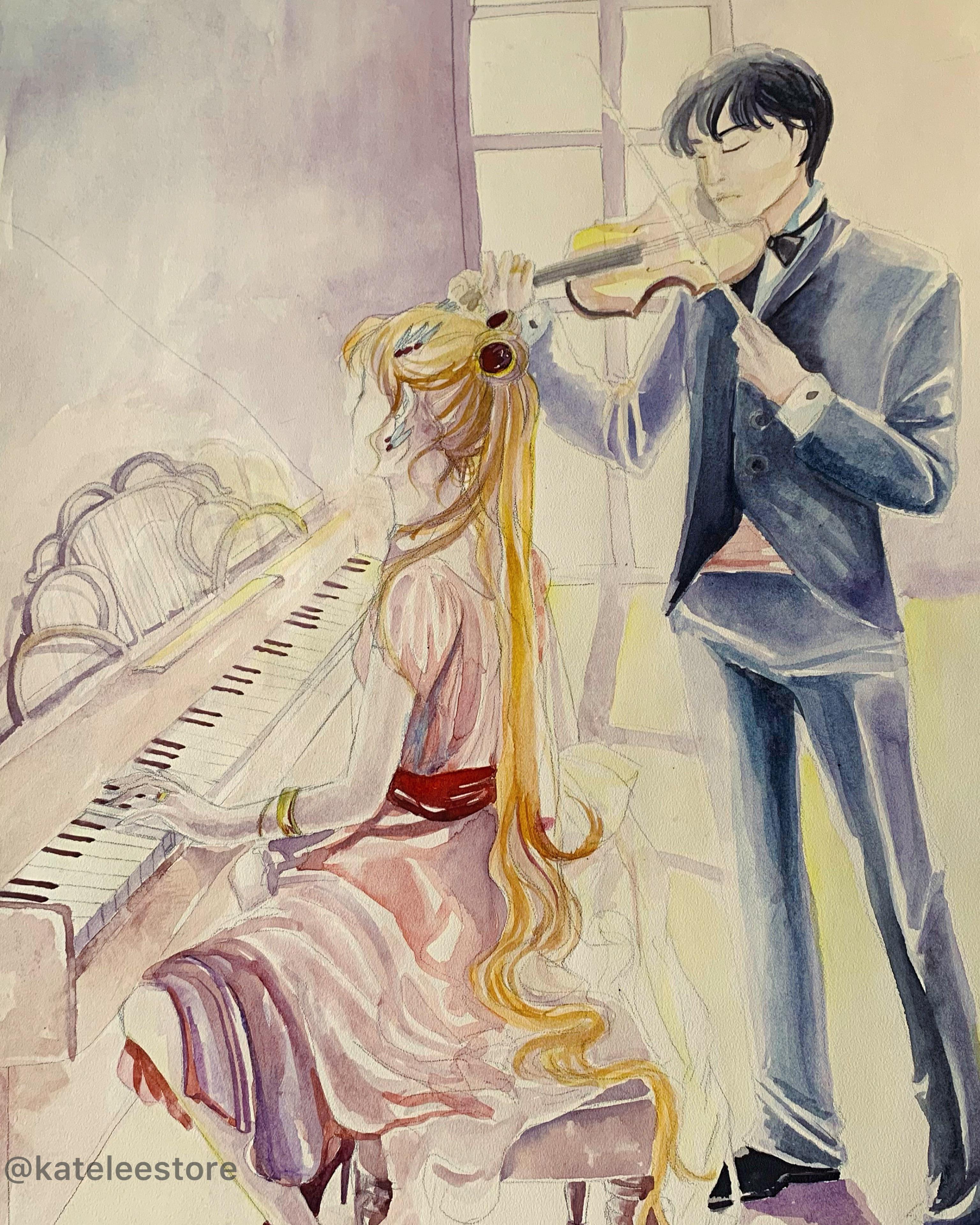 Usagi and Mamoru fanart by me r/sailormoon