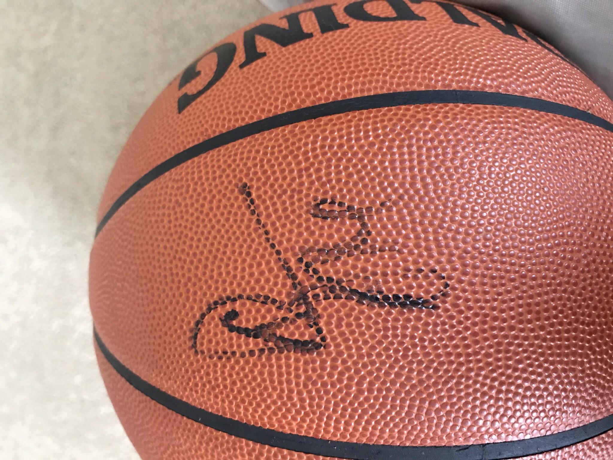 Genuine NBA leather basketball. Unknown signature r/ThriftStoreHauls