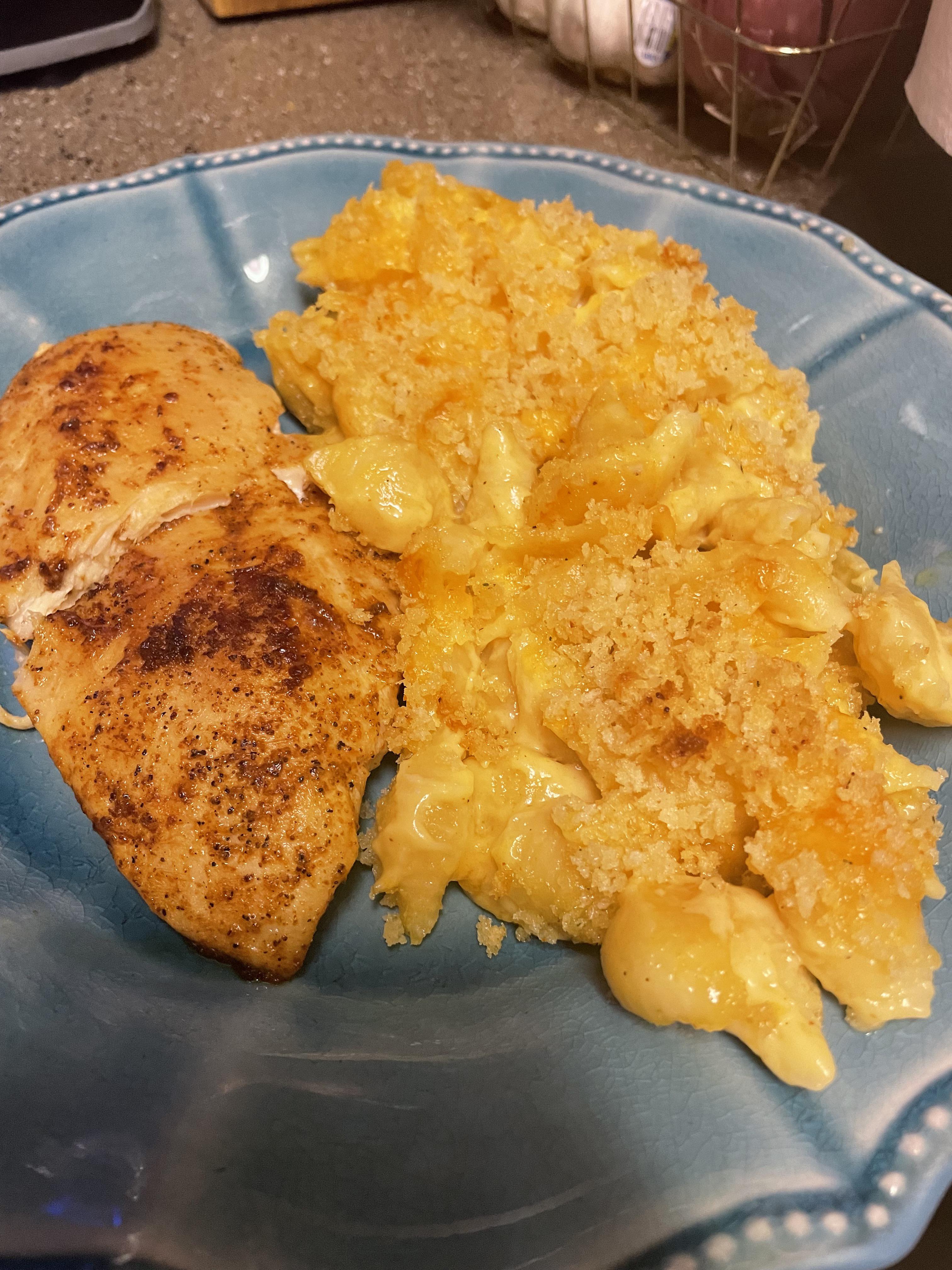 CreoleSeasoned chicken breast cooked in a cast iron skillet & then