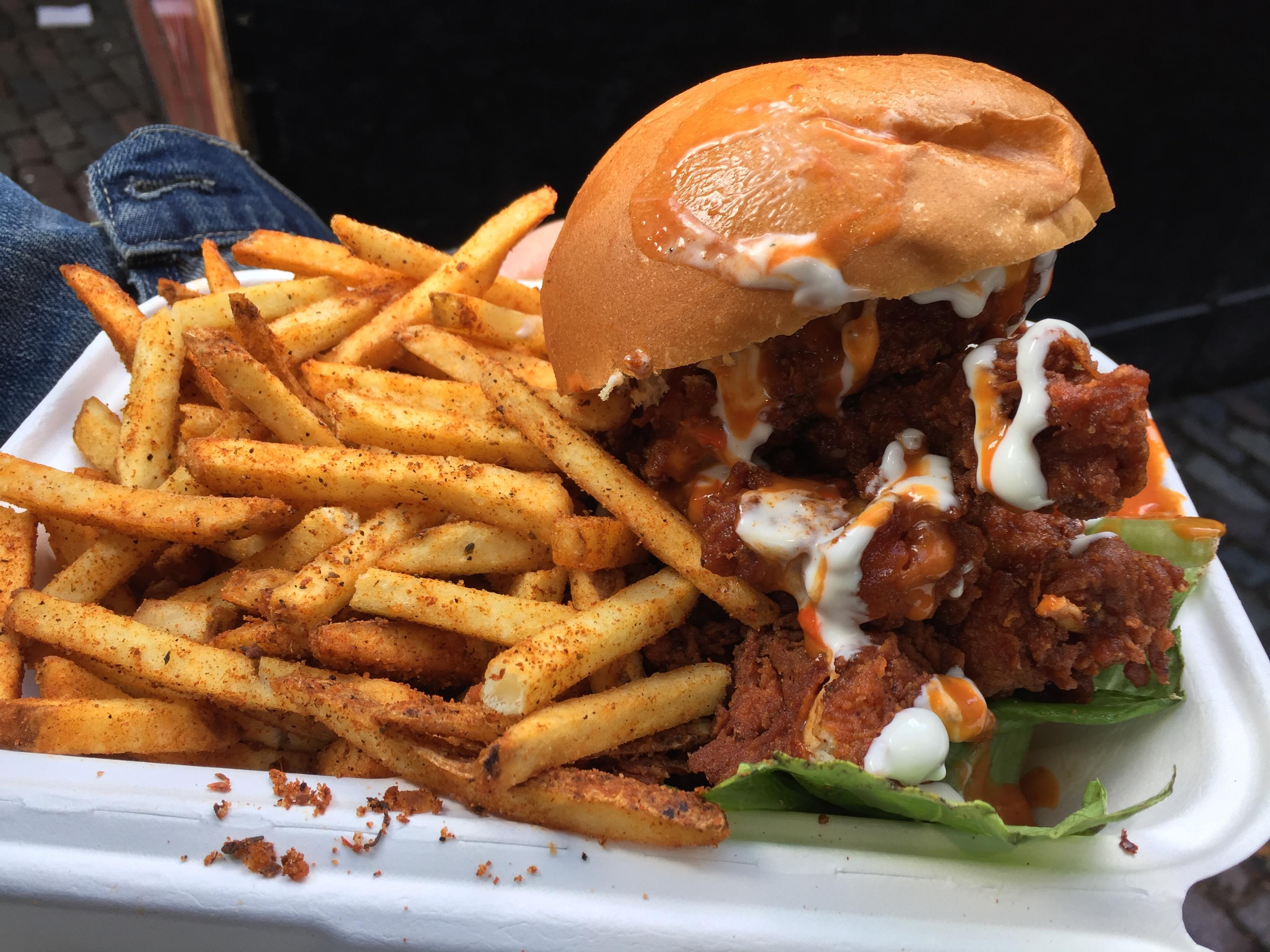 Cajun chicken burger from Mother Clucker, Camden market, London. r
