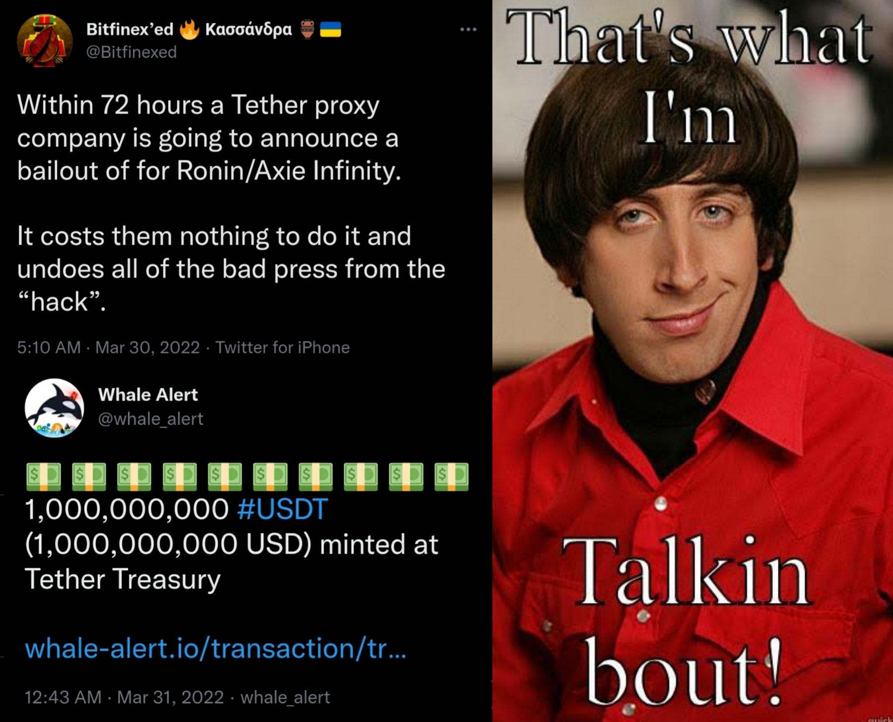 "We need crypto, to replace the FED bailing out big banks.". Oh