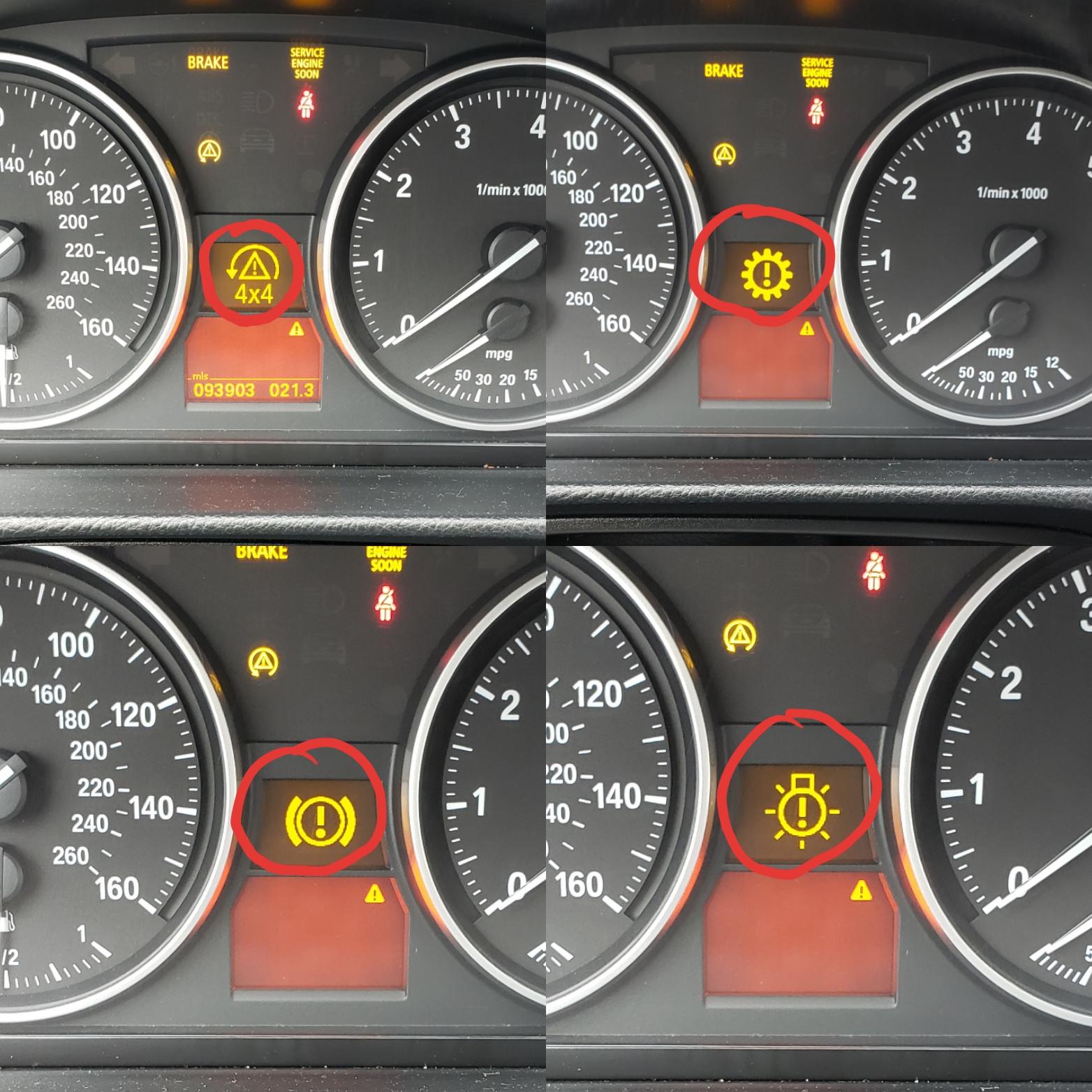 2010 328i Xdrive wont turn on MOST of the time. When it doesn't turn on, these warnings show up