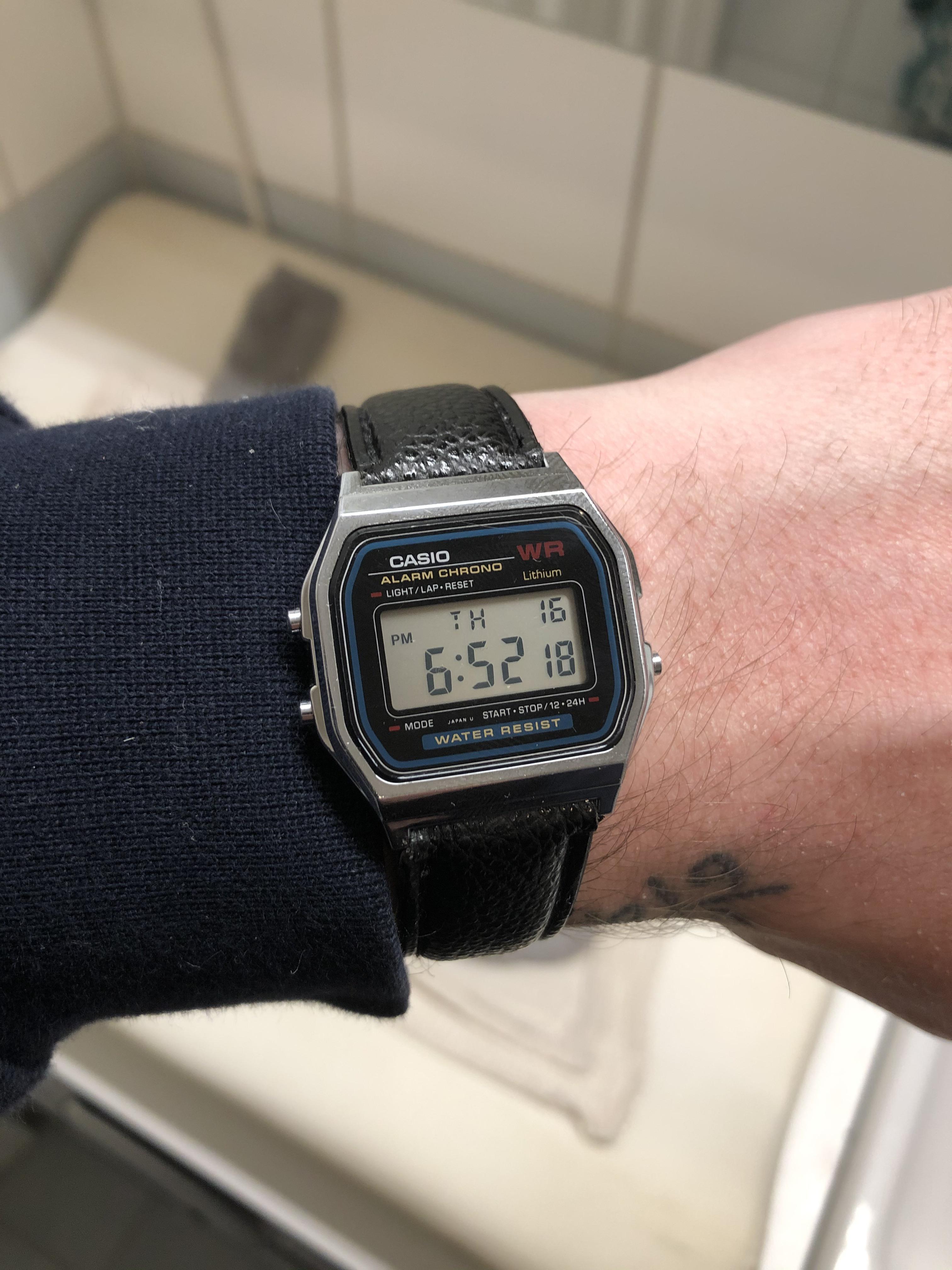 [Casio] My A158W on a black leather strap r/Watches