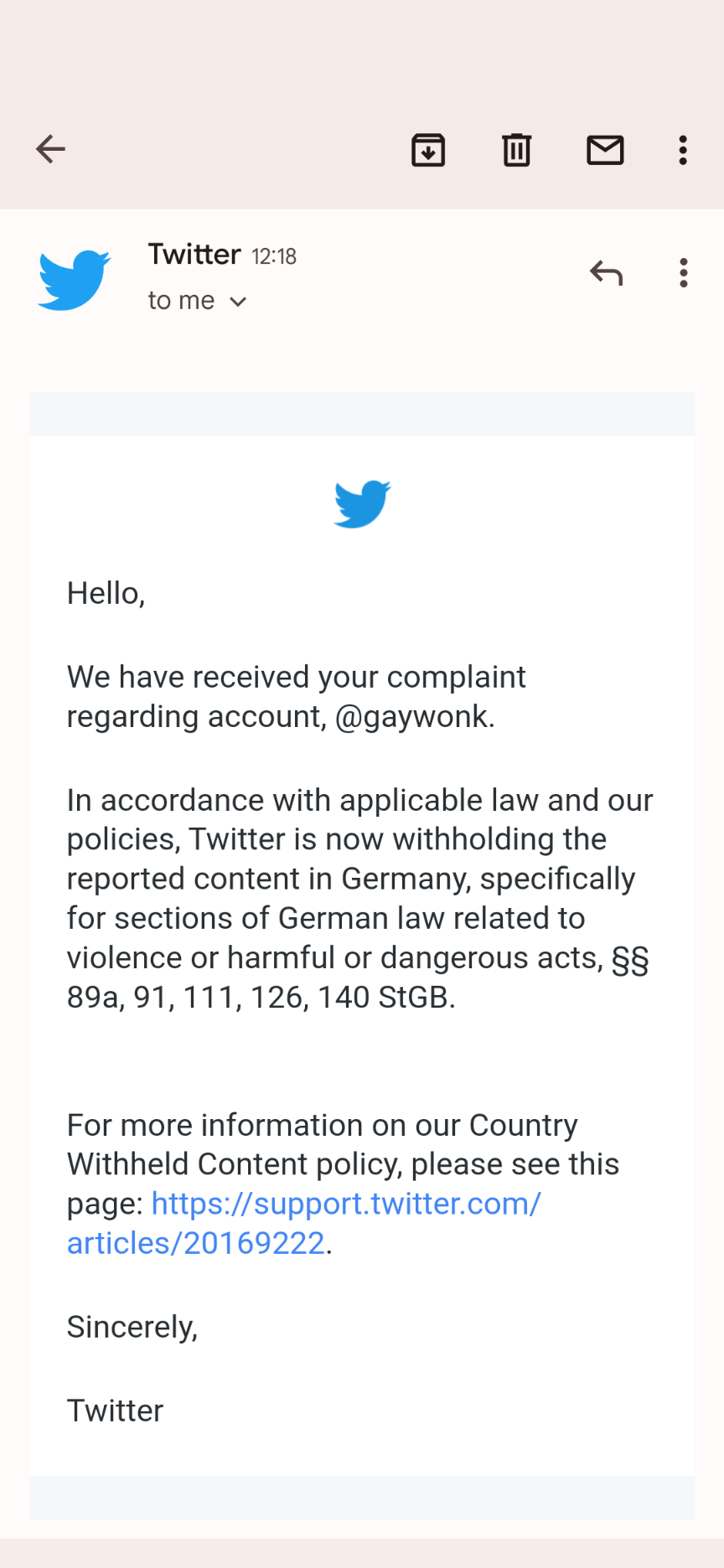 Seems like his tweet is banned in Germany now. Destiny