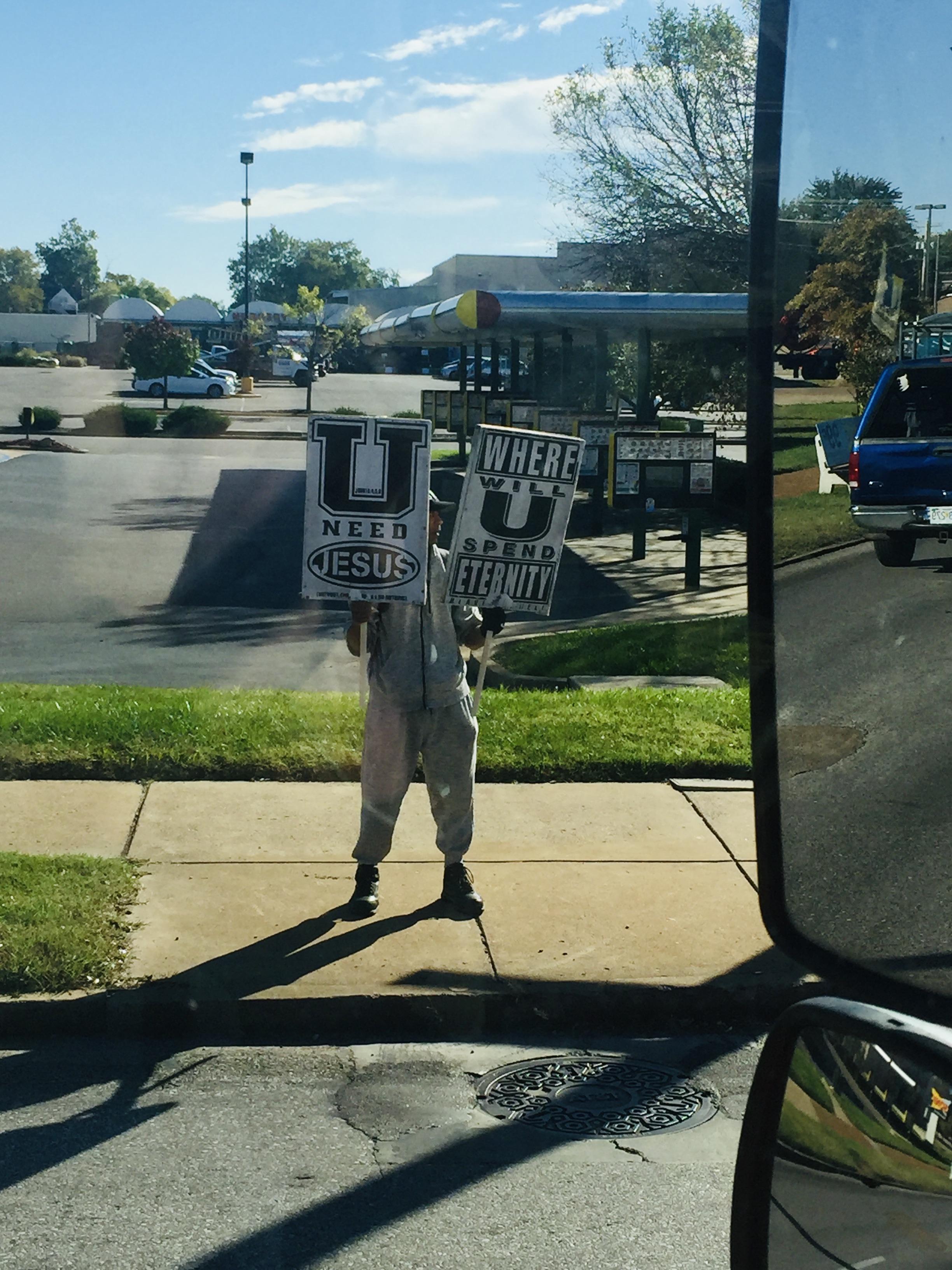 I see this guy near Kingshighway and Arsenal at least a few times a