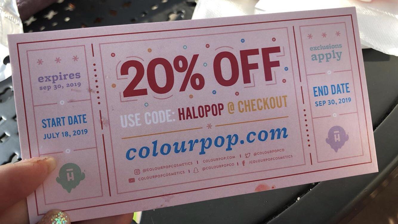 Colourpop coupon courtesy of QueenofBlending on IG! r/MUAontheCheap