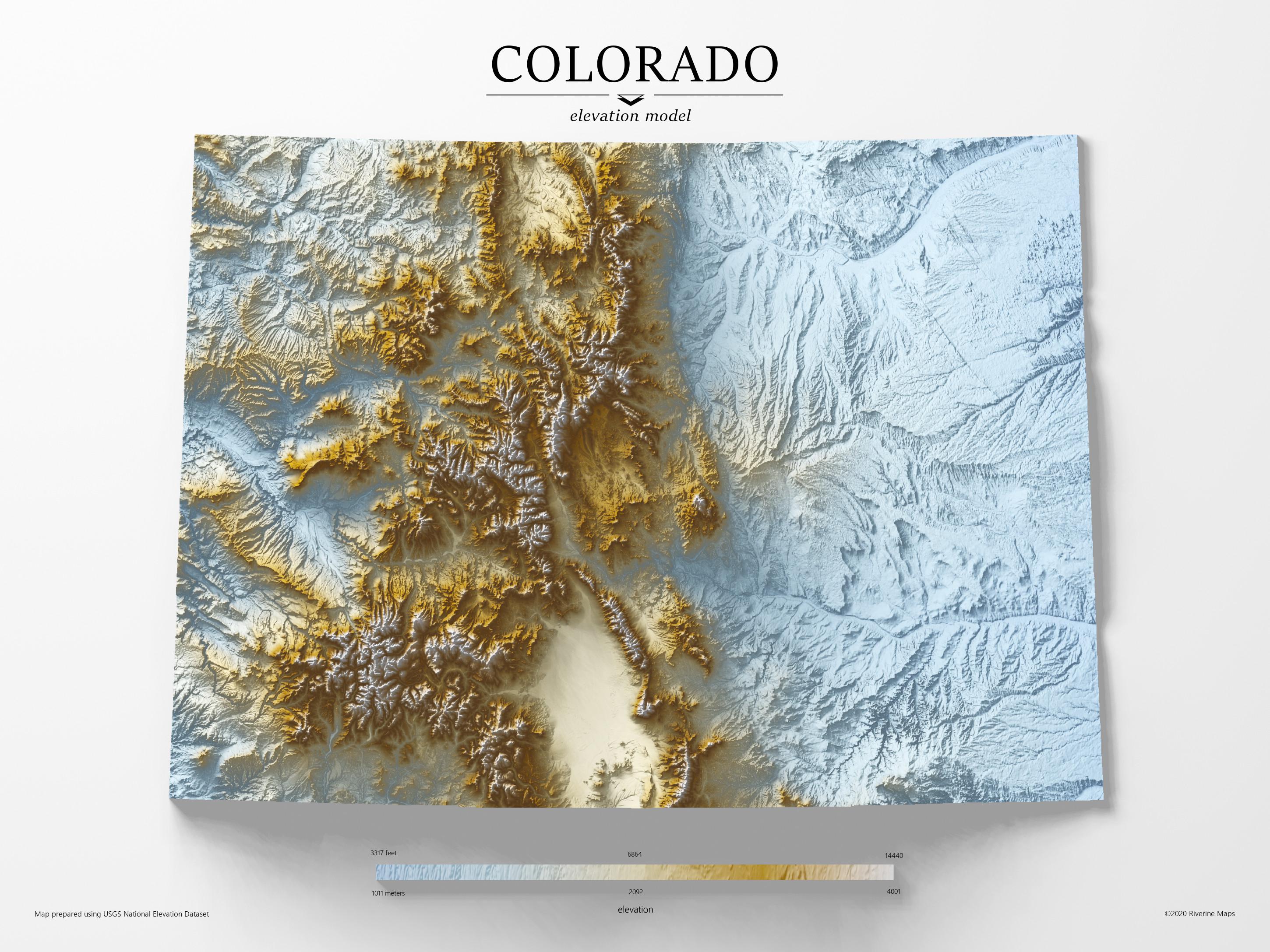 Colorado Exaggerated Elevation Map [OC] r/MapPorn