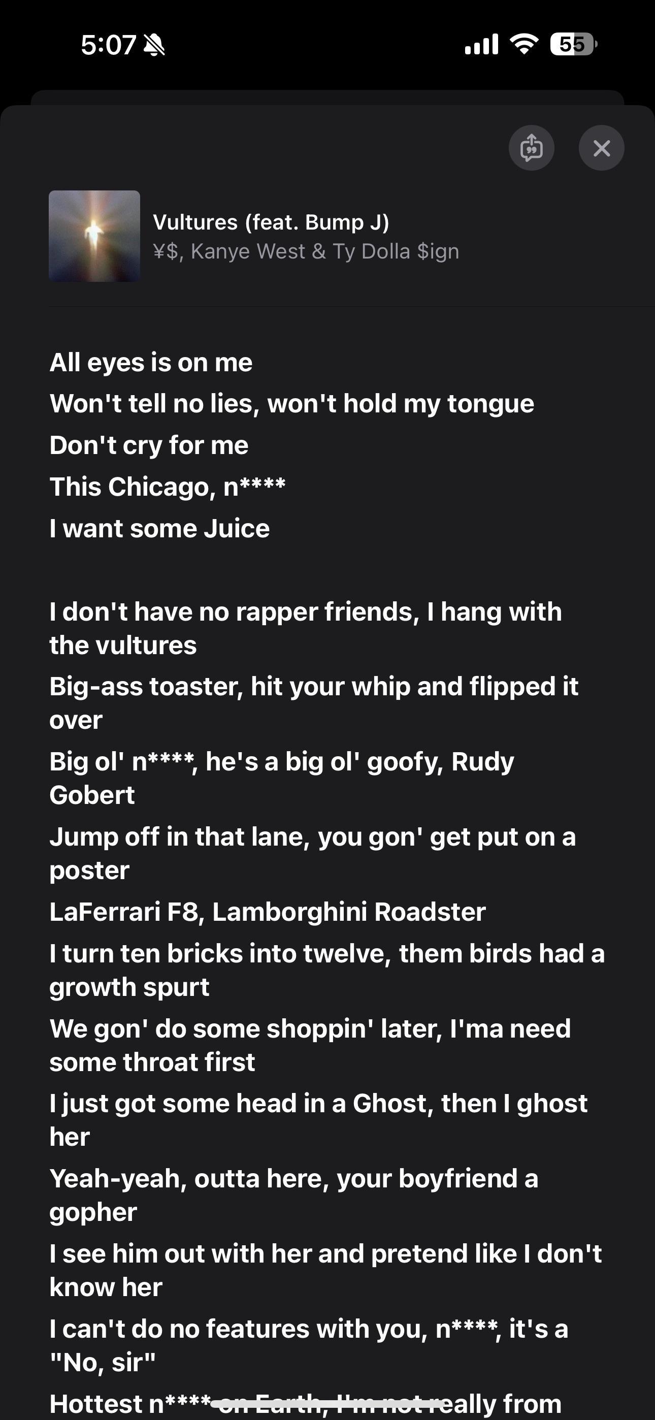Lyrics have been added to Vultures on Apple Music r/GoodAssSub