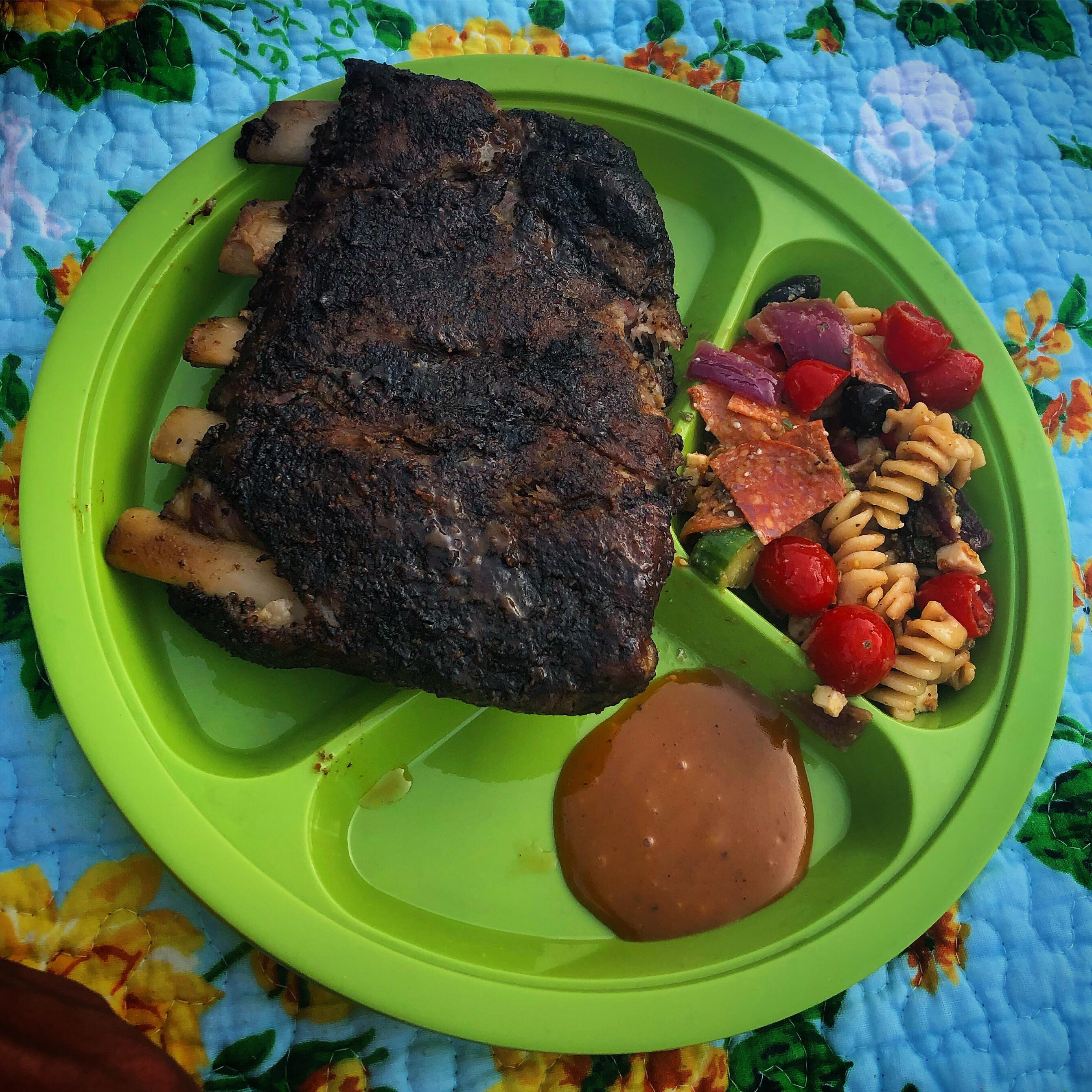 The. Best. Ribs. Ever. Aldi pork spareribs. Salt Lick dry rub, 145°F