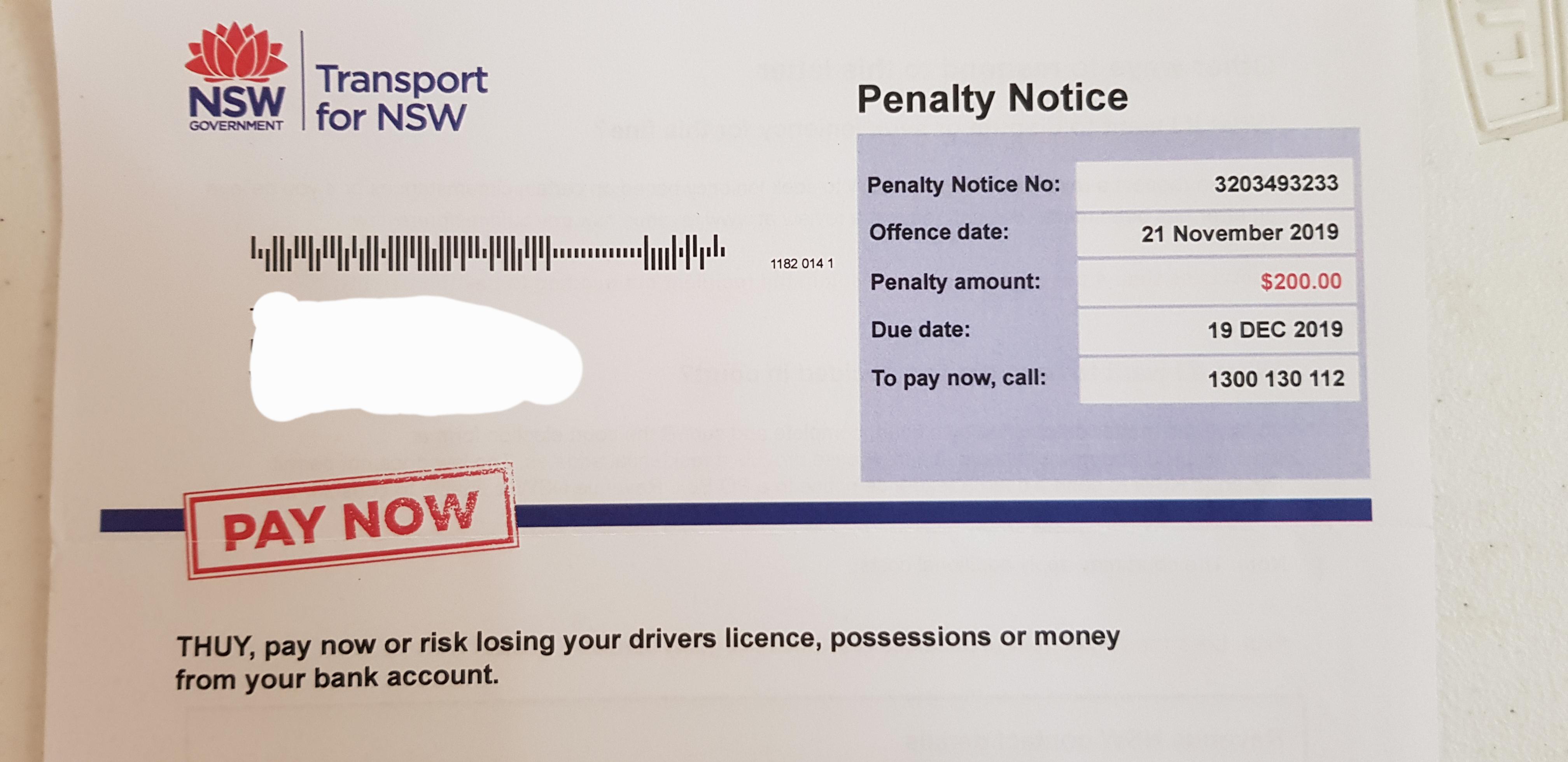 Transport for NSW is rude and threatening in their notice letter