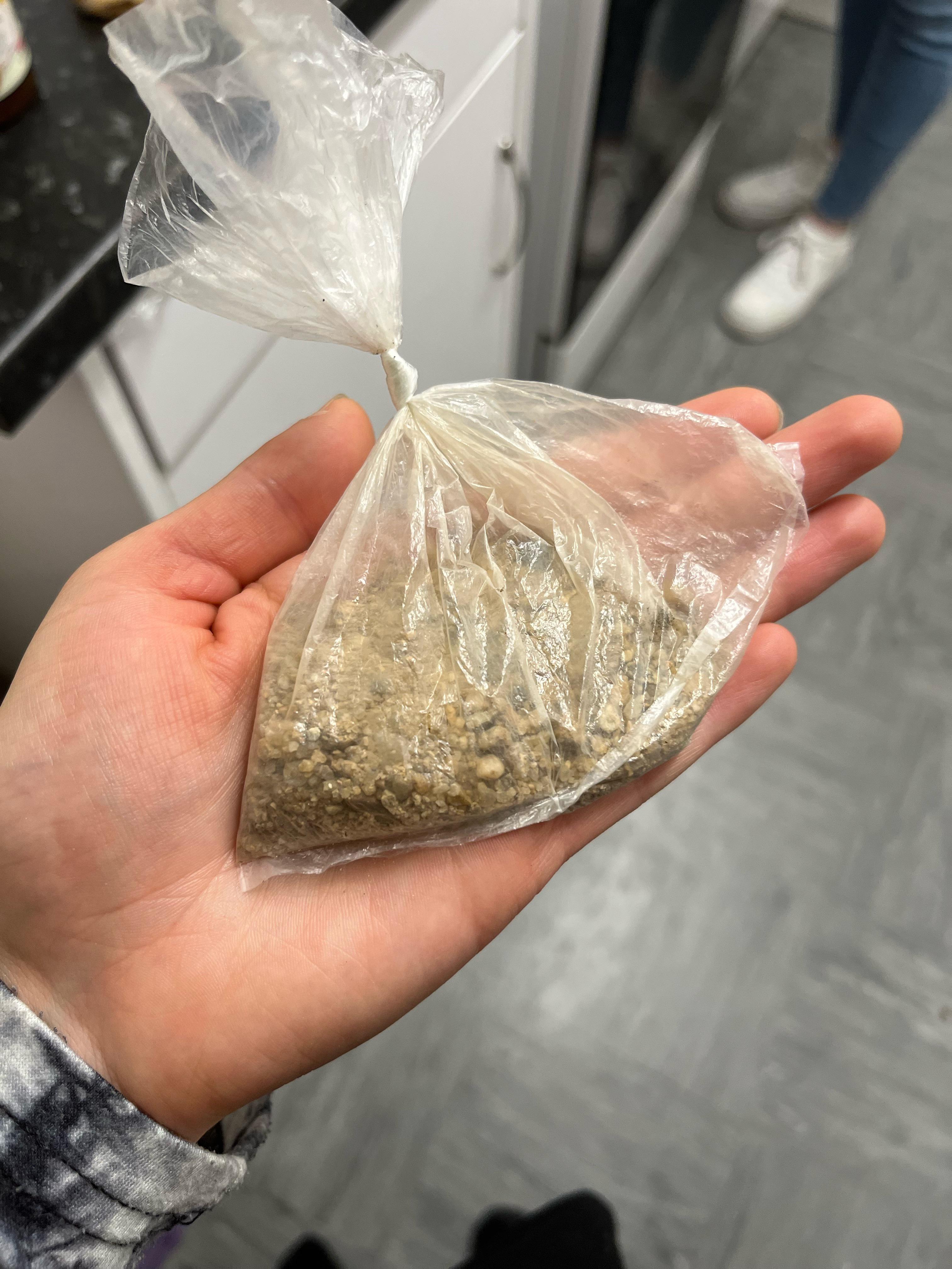 What is this little bag of sand and stones that my friend put in my