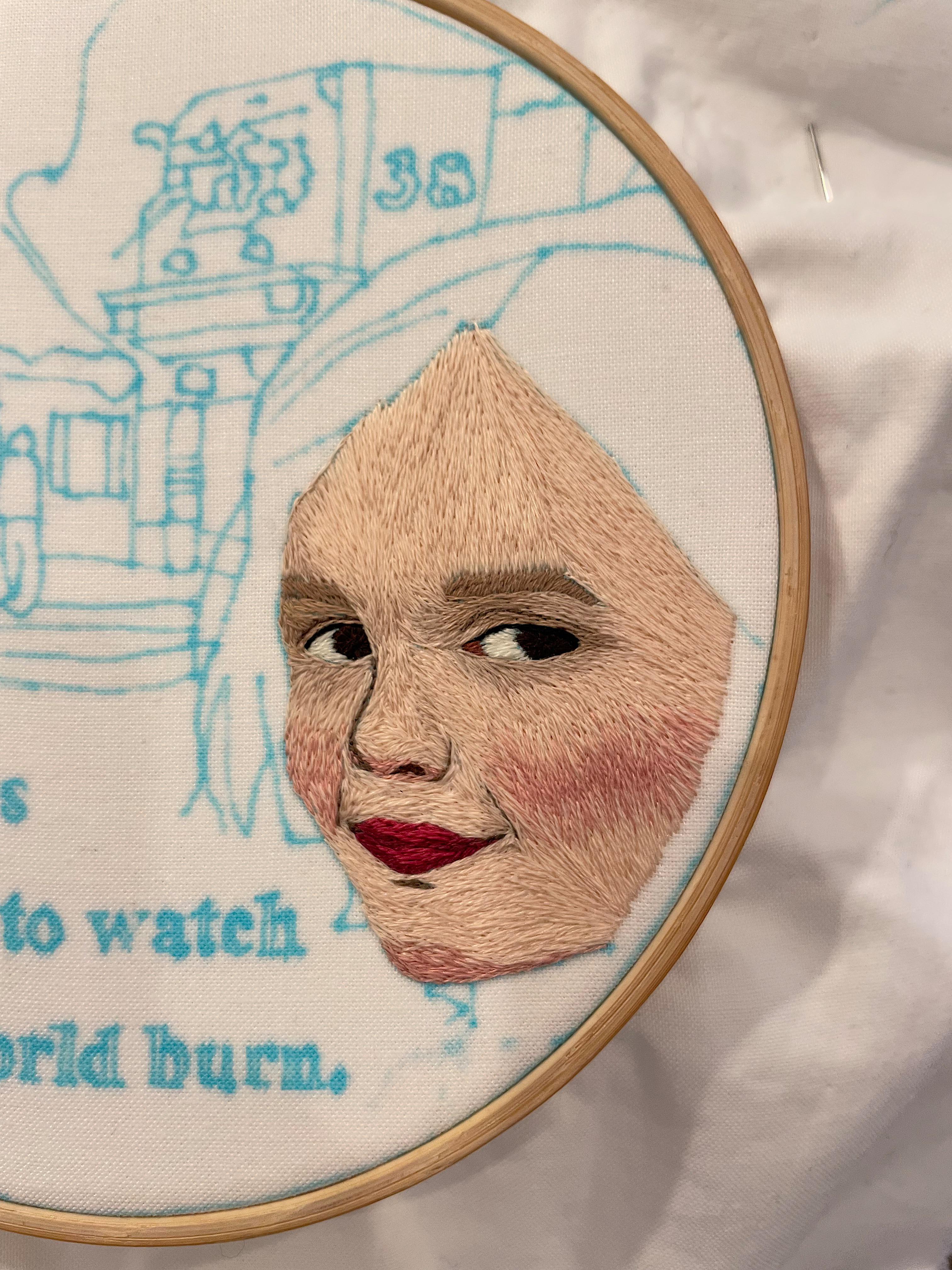 My first thread painting style embroidery and my first detailed face