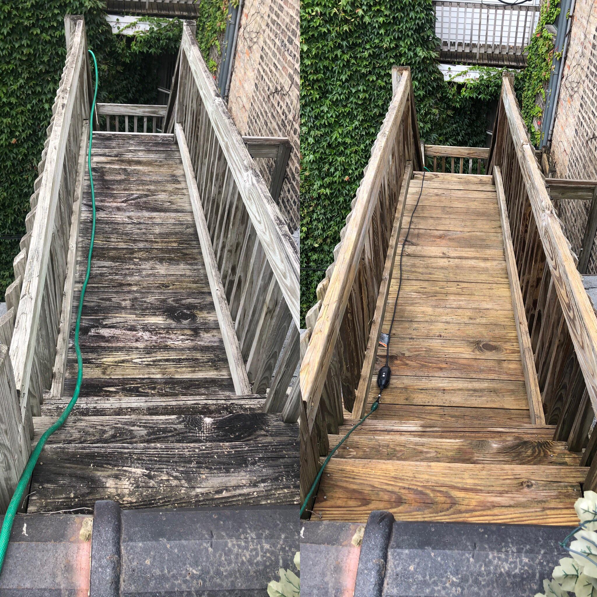 Recently power washed my friend’s deck. The landlord saw the difference