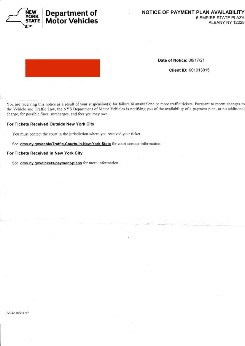New York State DMV Traffic Ticket Snail Mail r/Scams