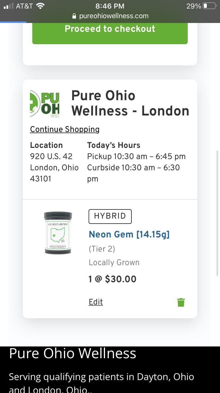 Pure Ohio wellness London will not honor online menu prices. Drove 2.5