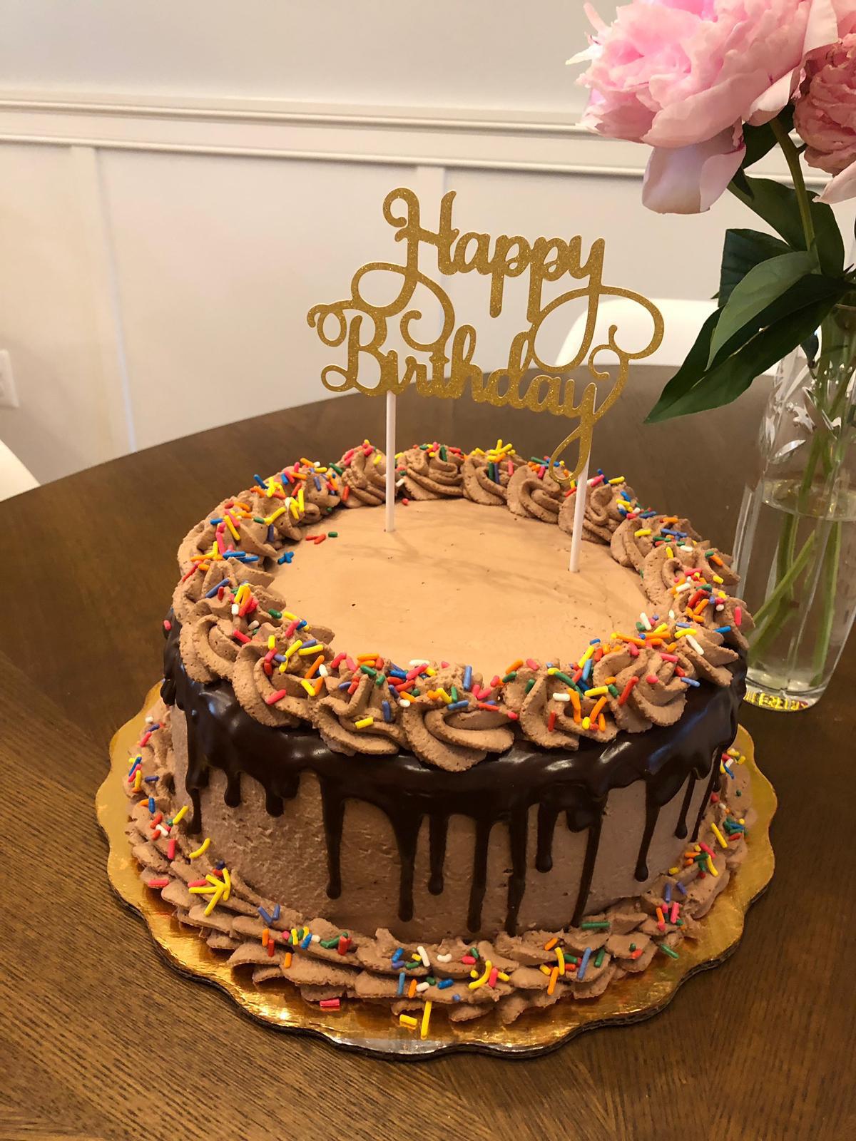 Chocolate cake with chocolate whipped cream frosting I made for my best