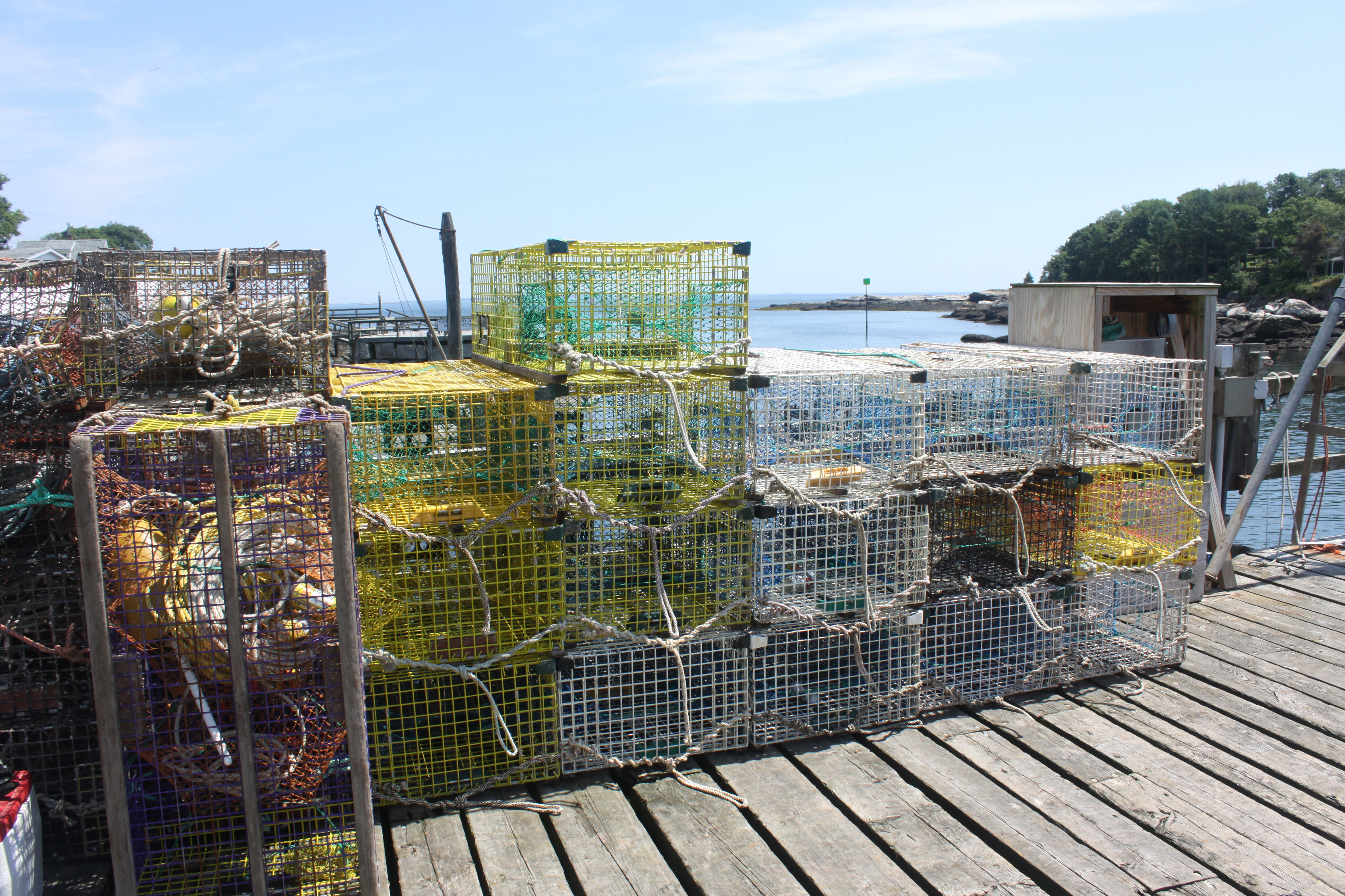This set of lobster pots on a dock was near Booth Bay Harbor, Maine